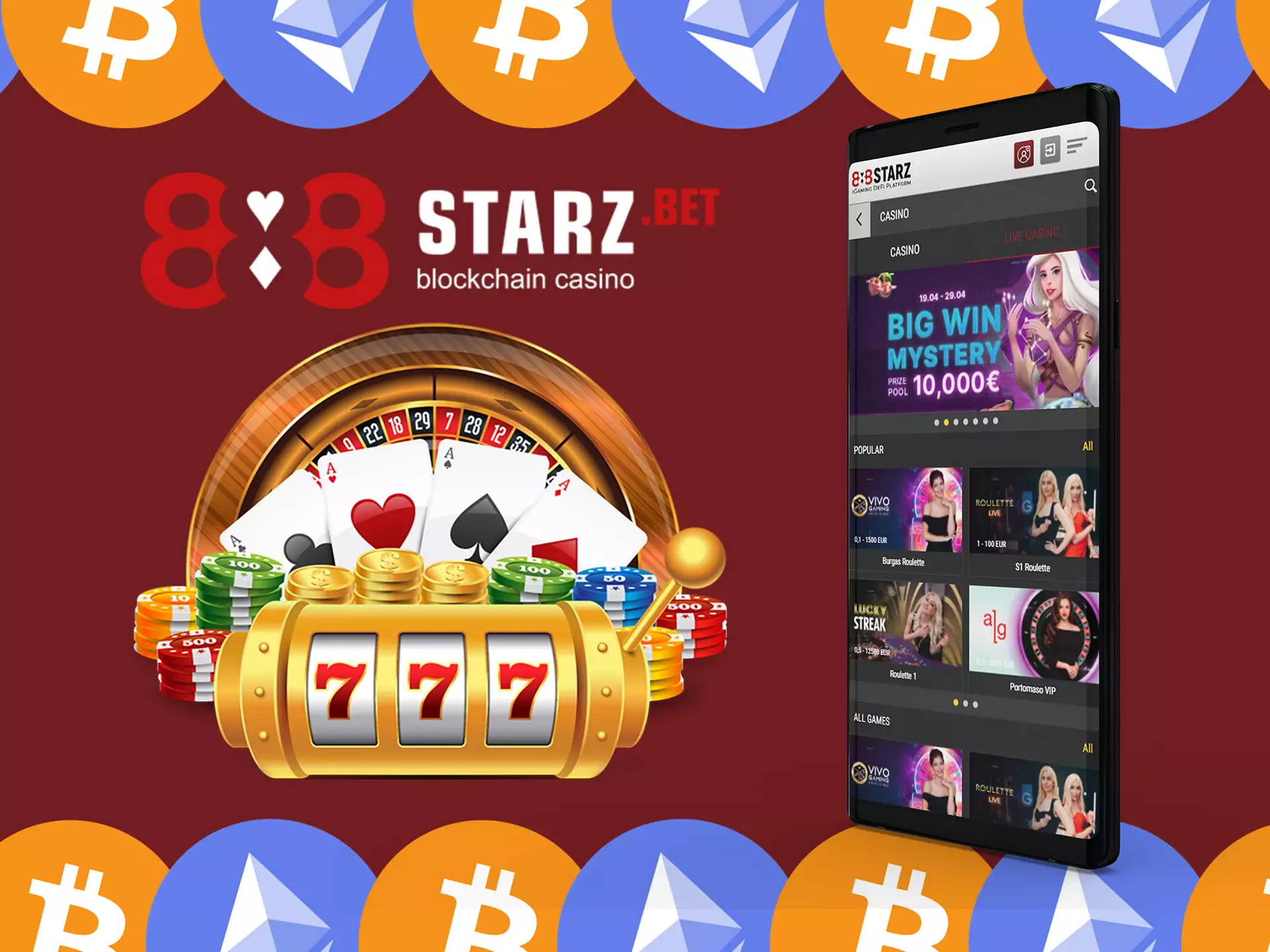 Play casino at 888starz and win big prizes.