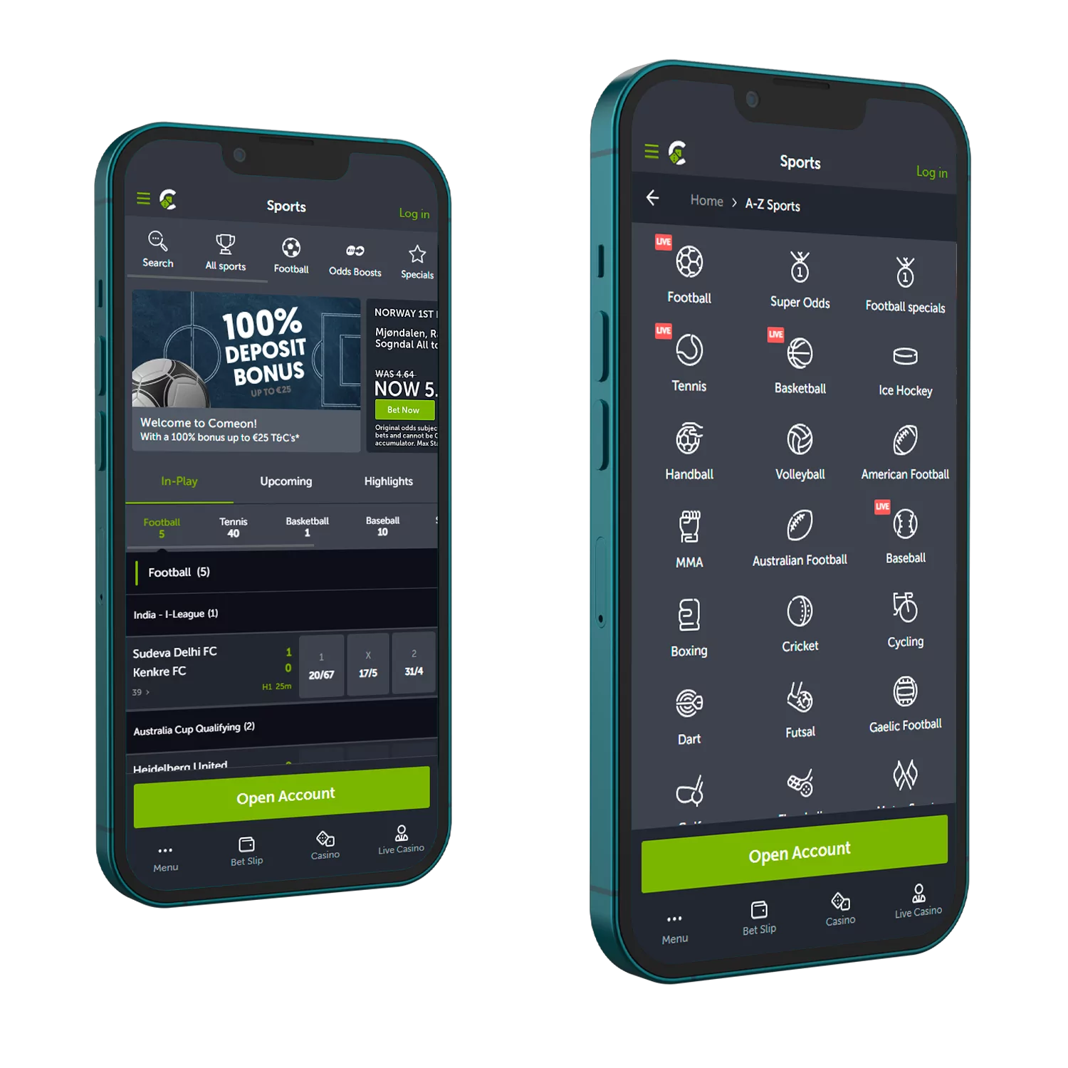 The Comeon mobile app is available as a free download for Android and iOS.