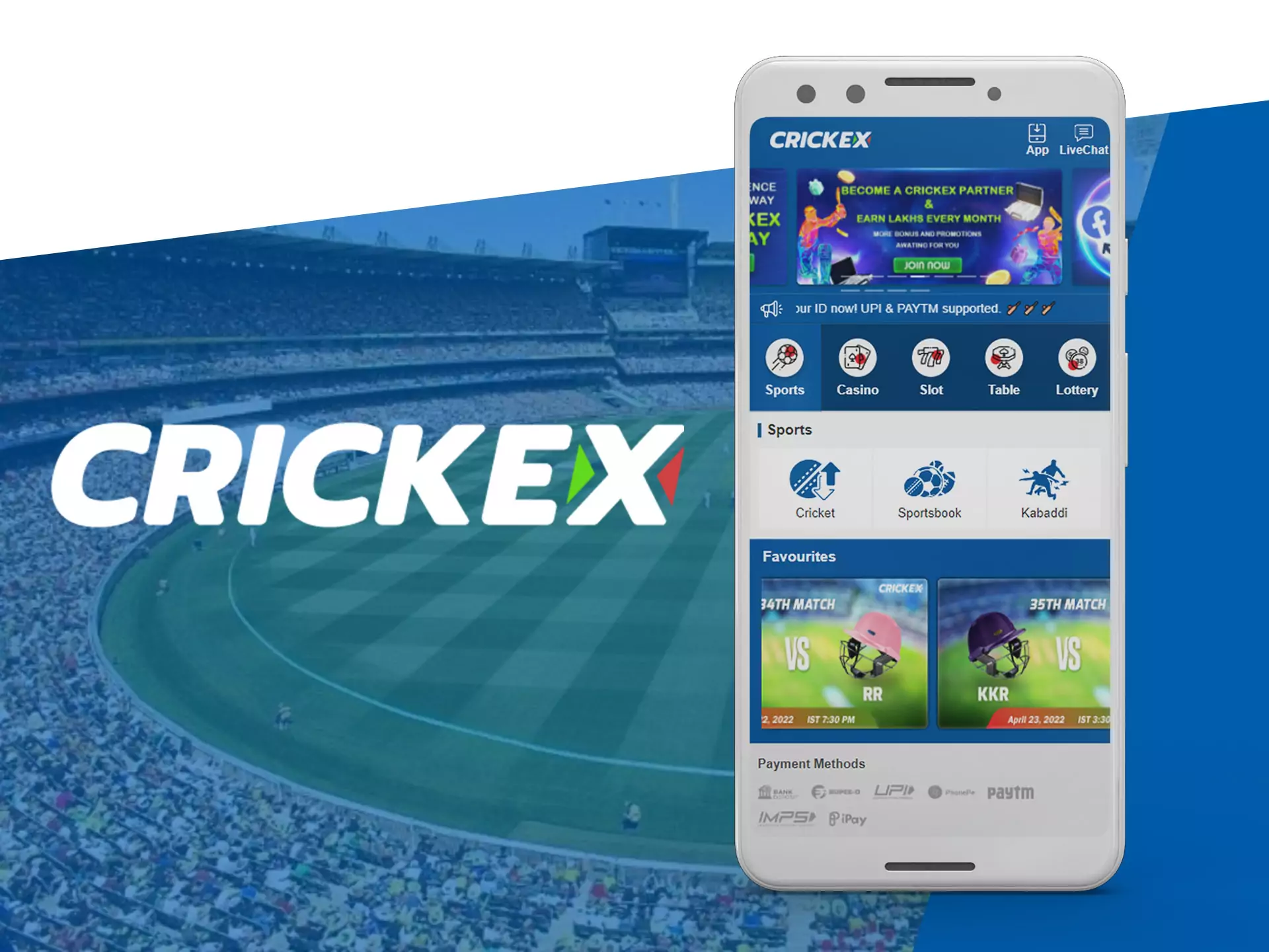 Crickex ऐप भारत में खेलों पर दांव लगाने के लिए बहुत अच्छा है।