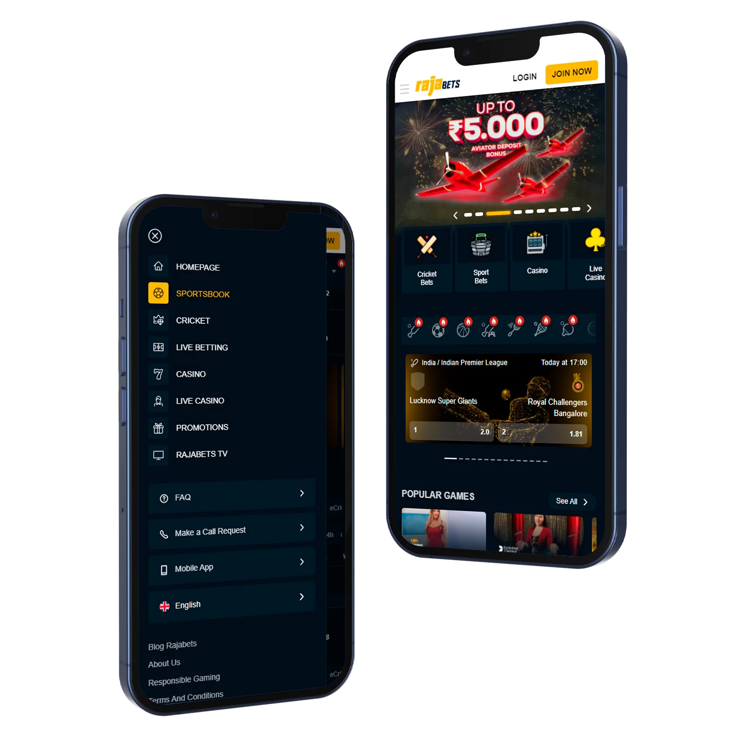 The Rajabets app is available for Android.