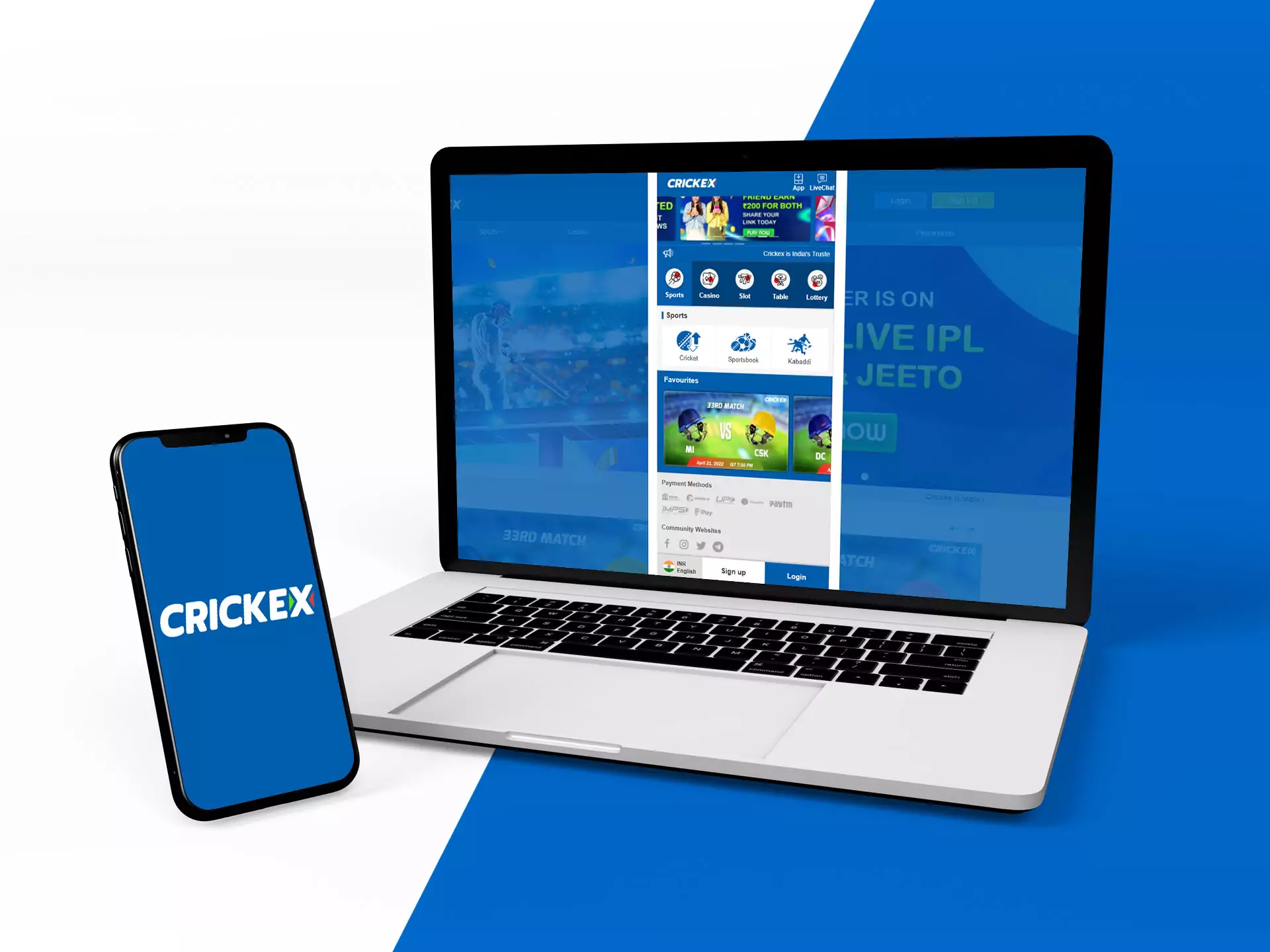 Crickex वेबसाइट का मोबाइल संस्करण ऐप का एक अच्छा विकल्प है।