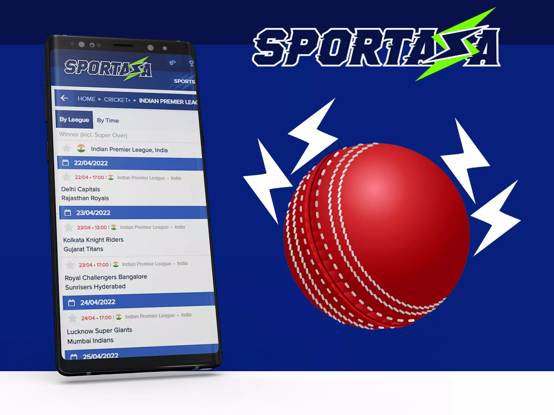 Sportaza एसपीपी के साथ आप पसंदीदा क्रिकेट टीमों पर दांव लगाएं।
