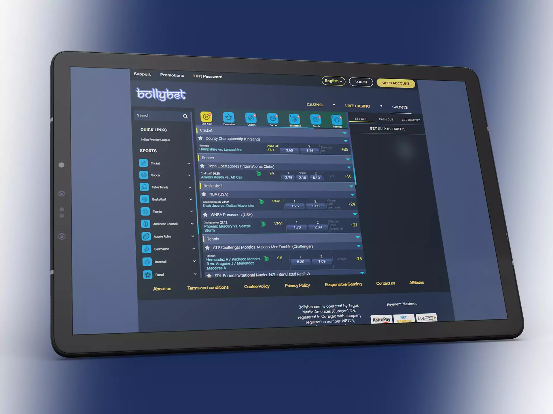 बॉलीबेट का मोबाइल संस्करण ऑनलाइन खेल सट्टेबाजी का समर्थन करता है।