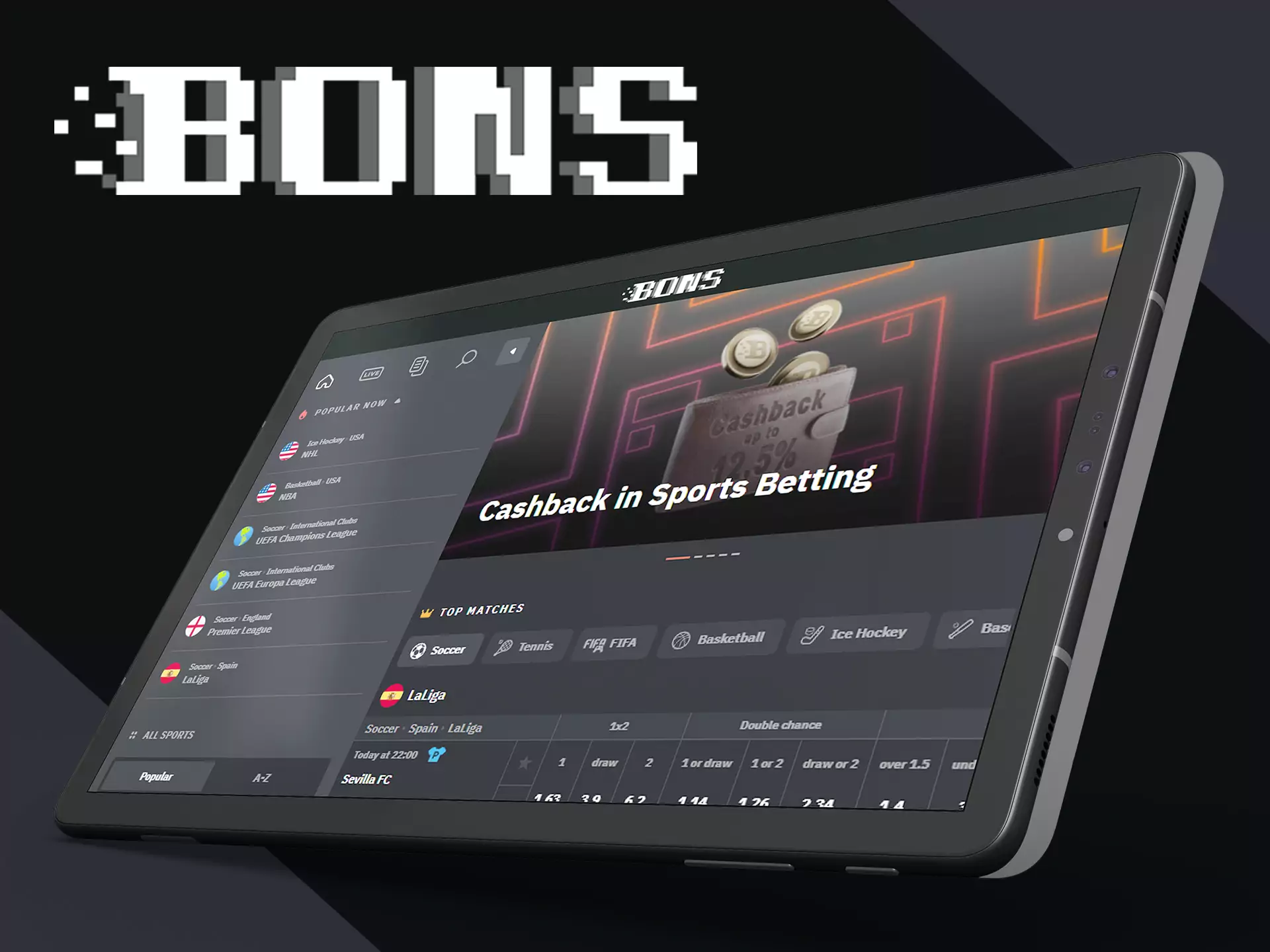 The mobile version of the site supports all the features of the Bons app.