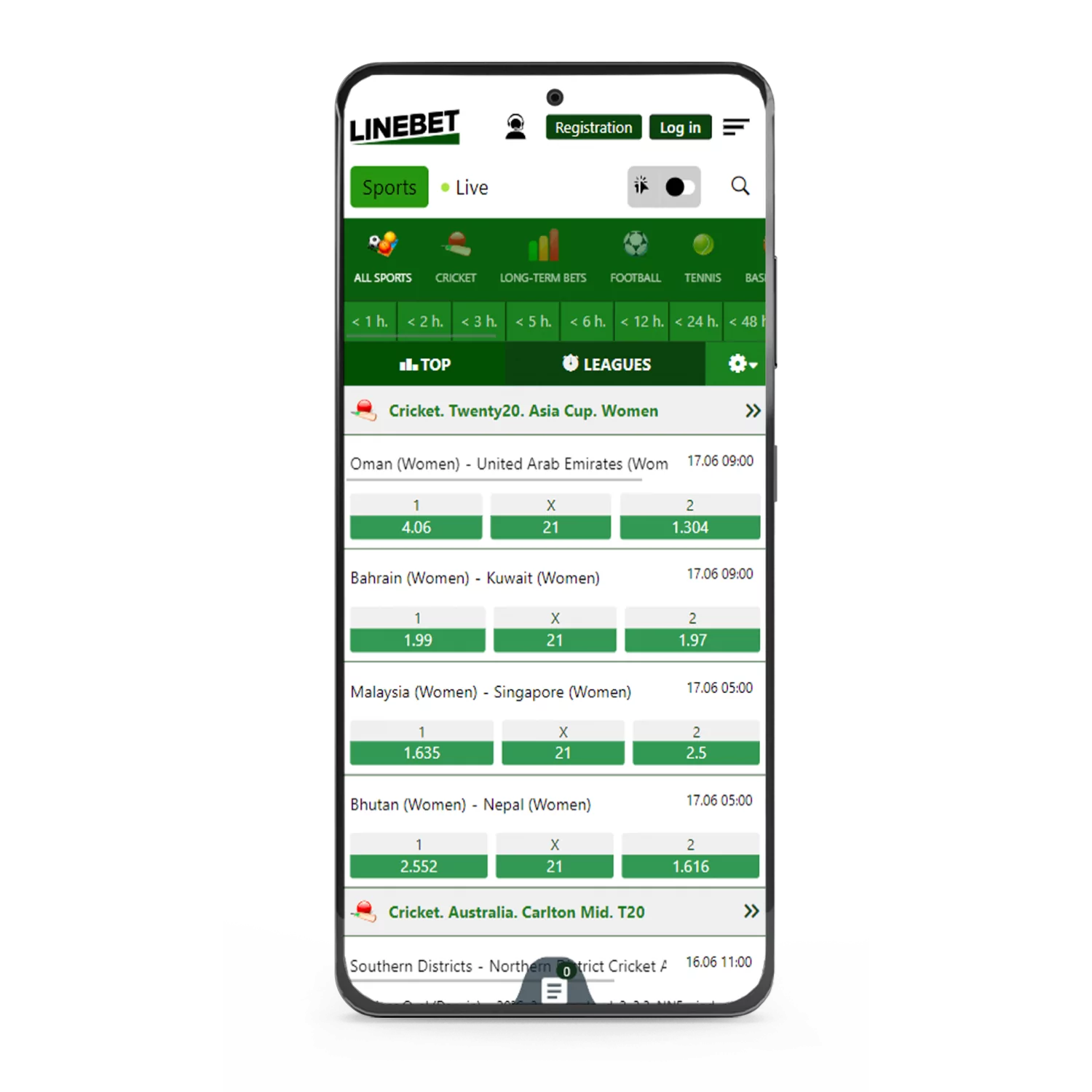 The Linebet app can be downloaded for free for cricket betting from the site.