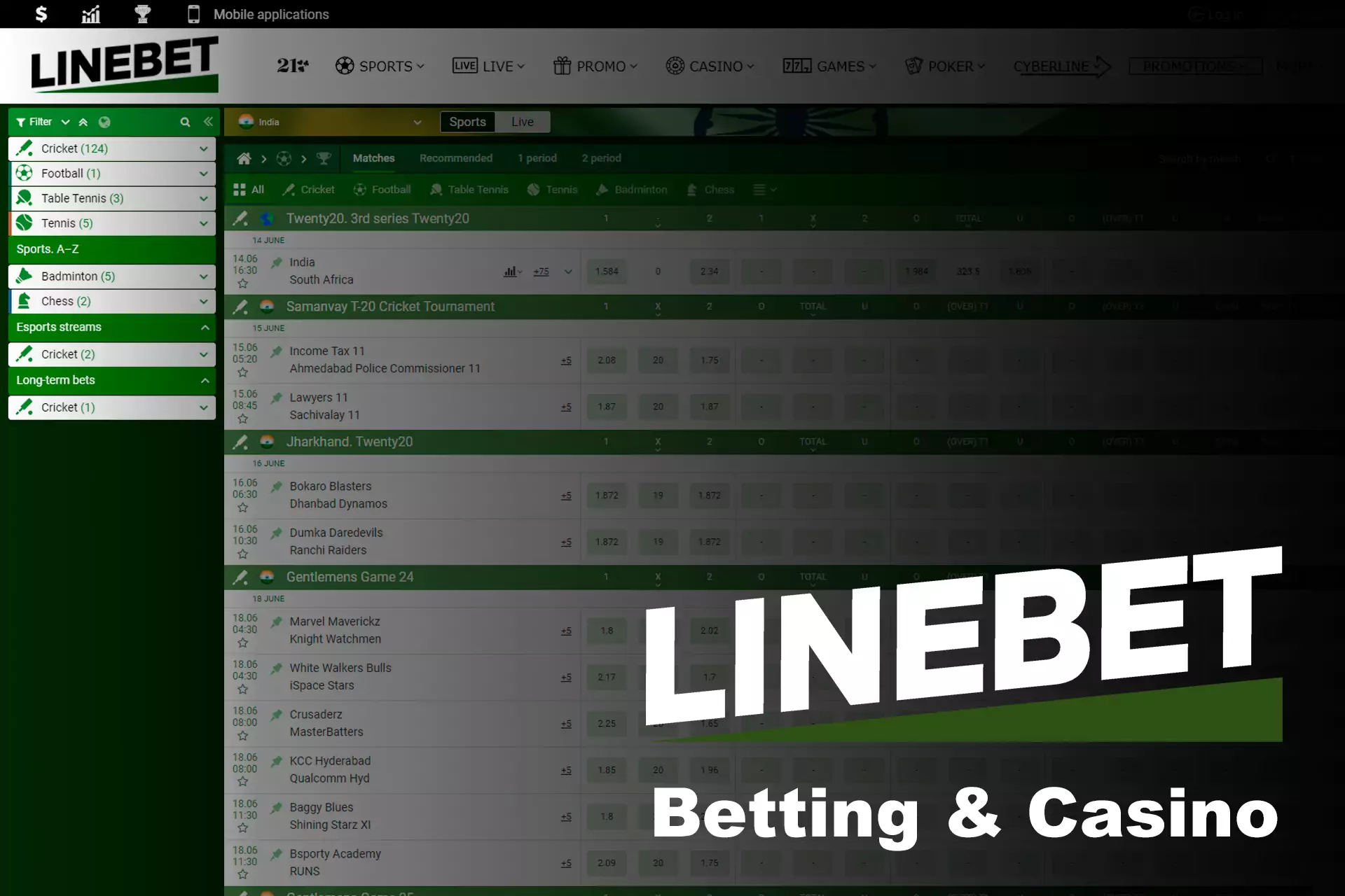 The website of Linebet can be used for both betting and casino games.