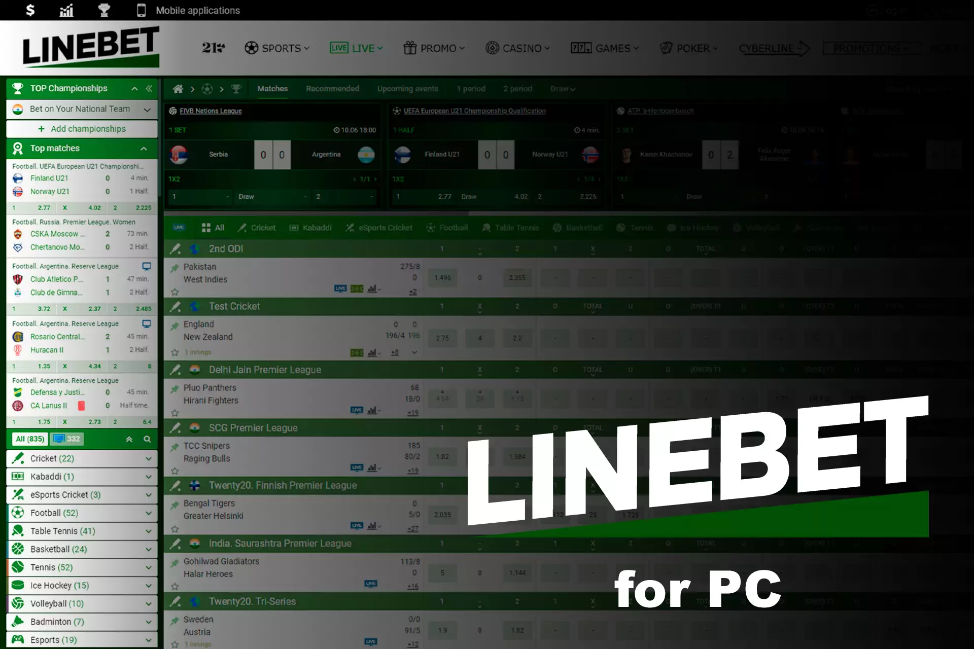 There is no special client of Linebet for PC yet.