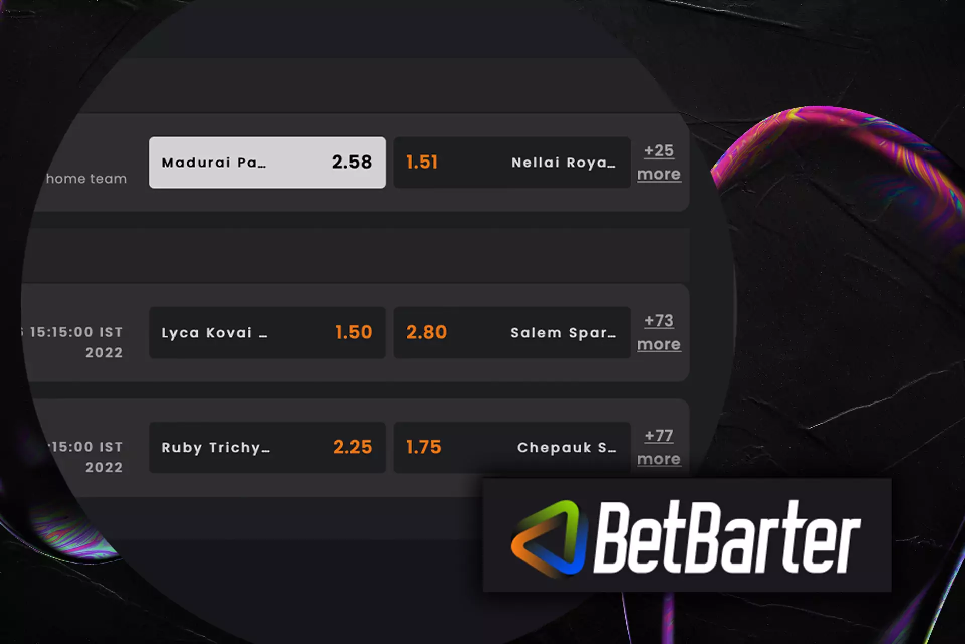 BetBarter offers high odds on online sports betting.