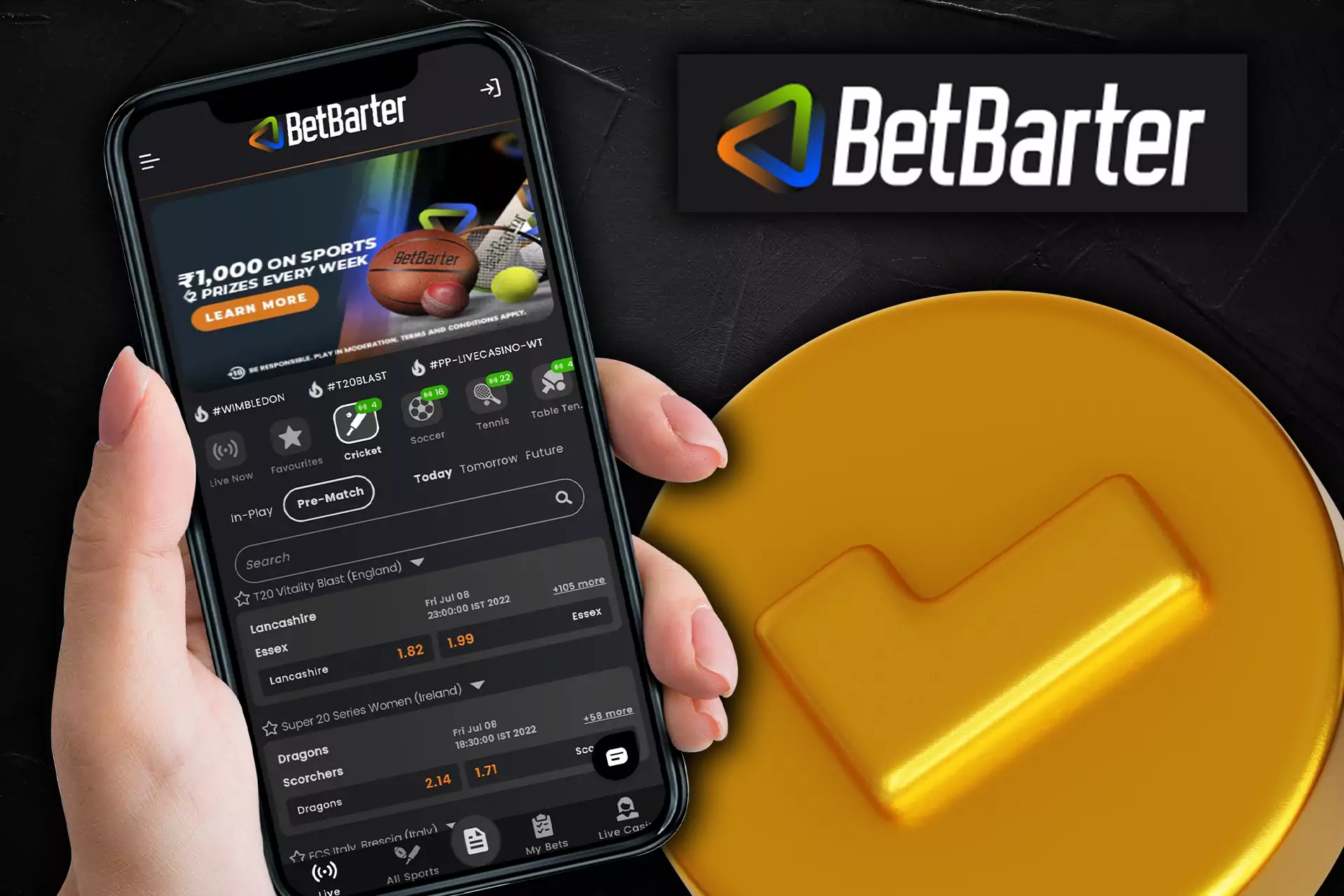 The Betbarter app is great for betting on sports in India.