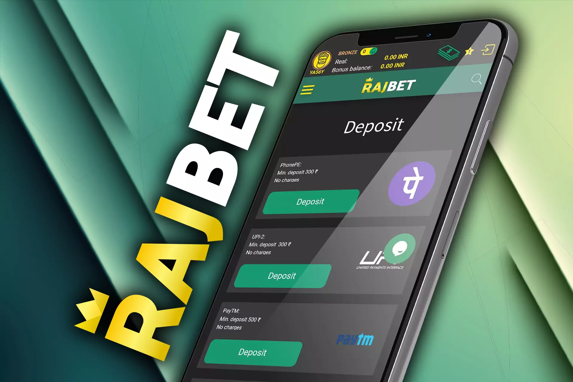 The Rajbet app offers a variety of payment methods.