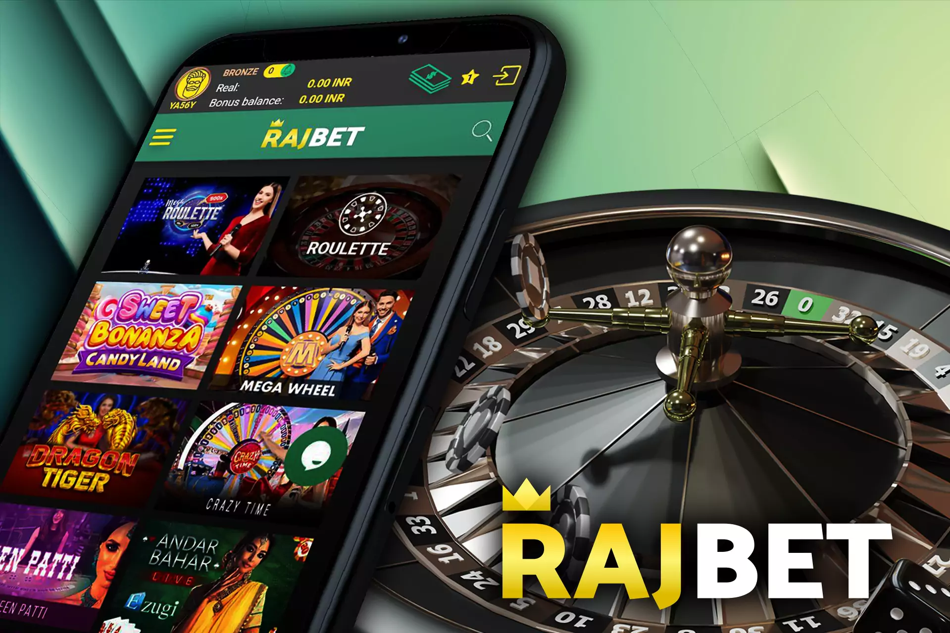 The Rajbet app has an online casino available.