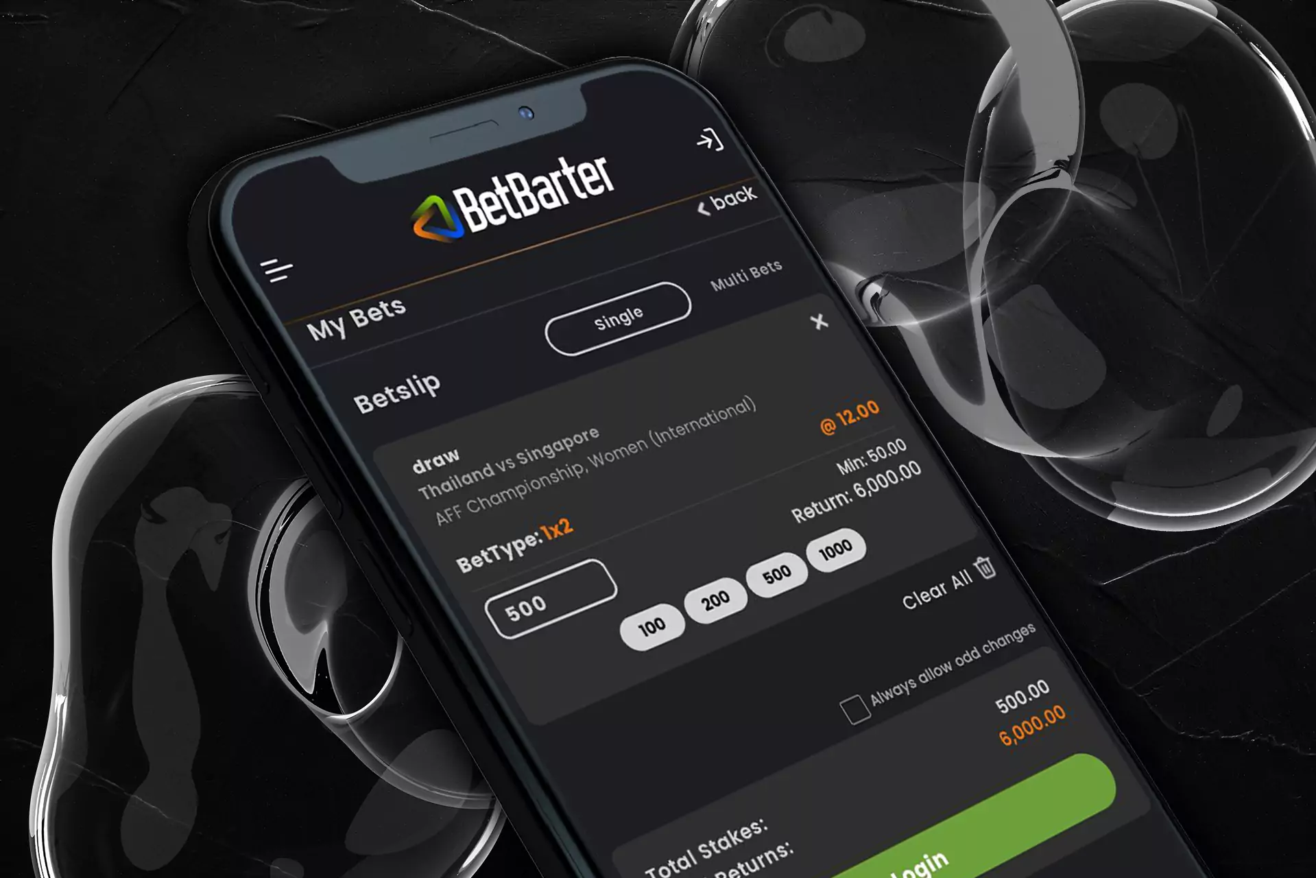 The Betbarter app supports various types of bets online.