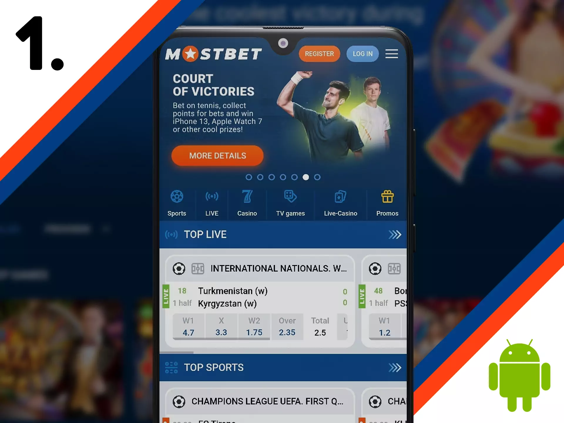 Enter the main page of Mostbet website.