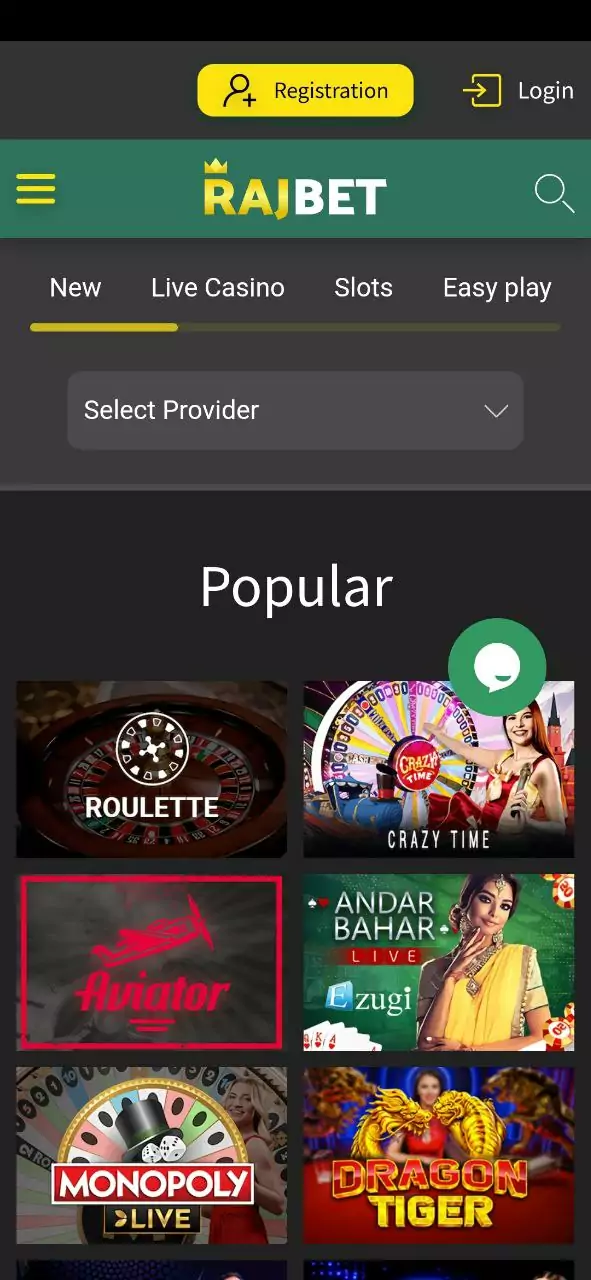 Rajbet app popular category.