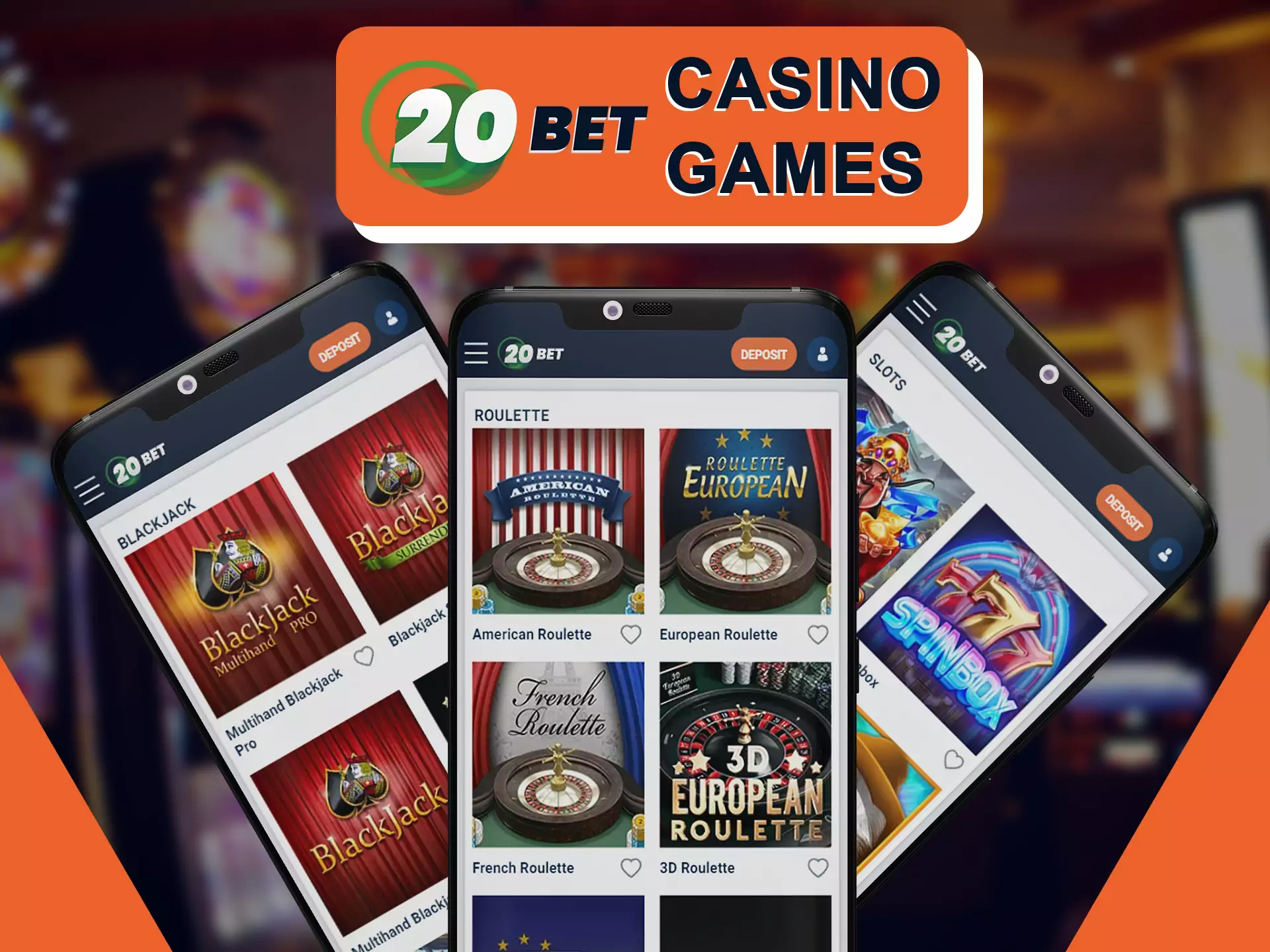 Play your favourite casino games at 20bet.