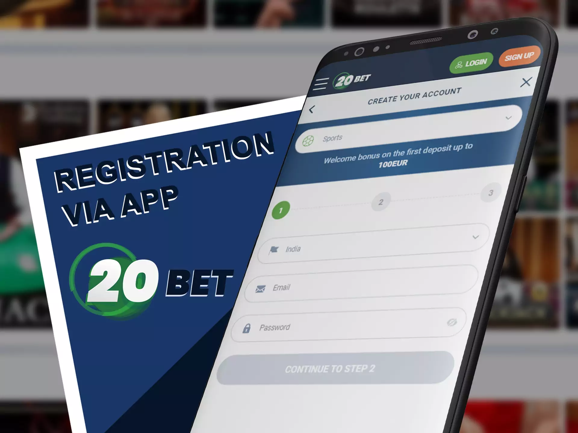 You can simply register in 20bet app.
