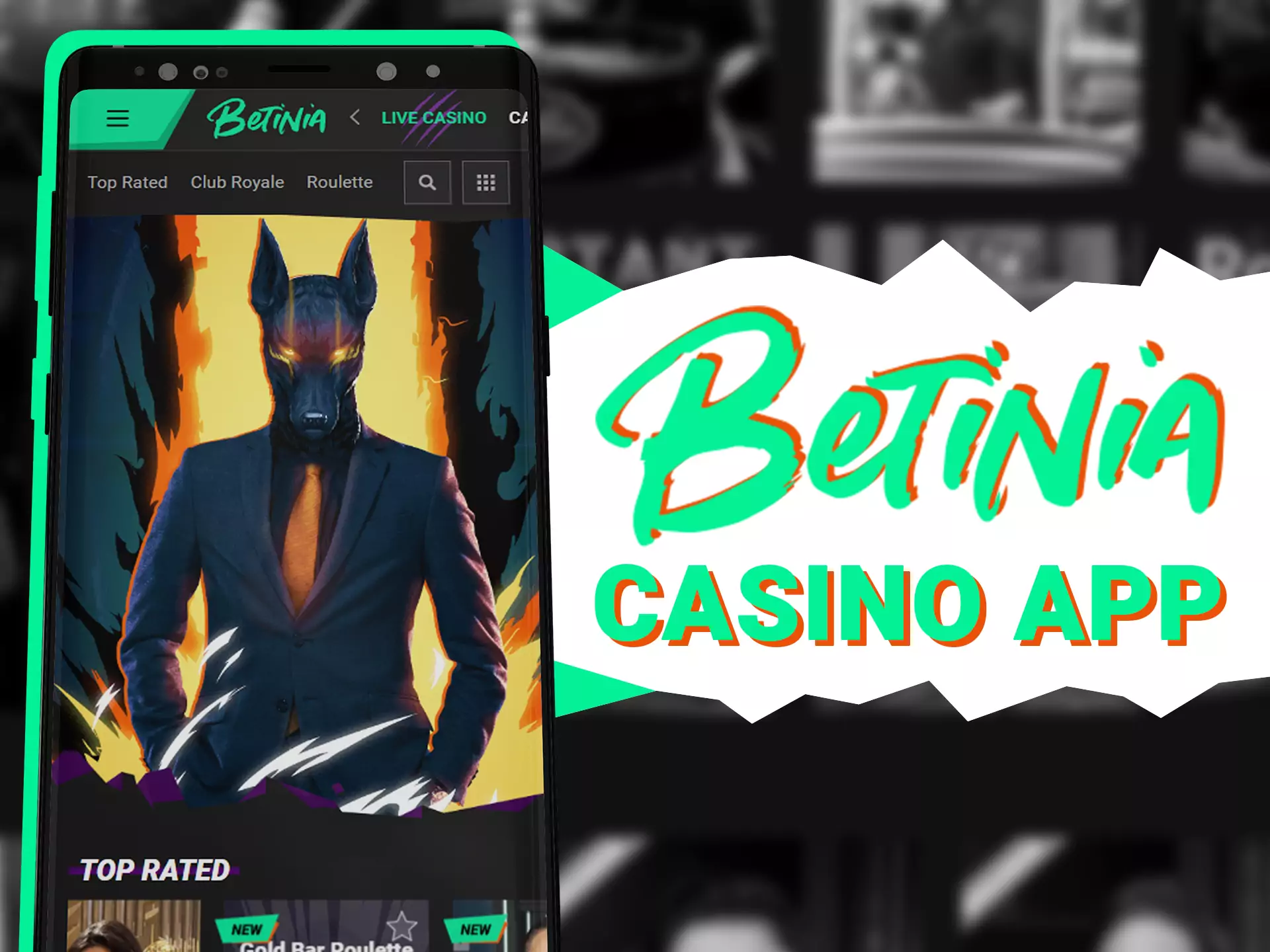 Play casino games with joy and comfort with Betinia app.