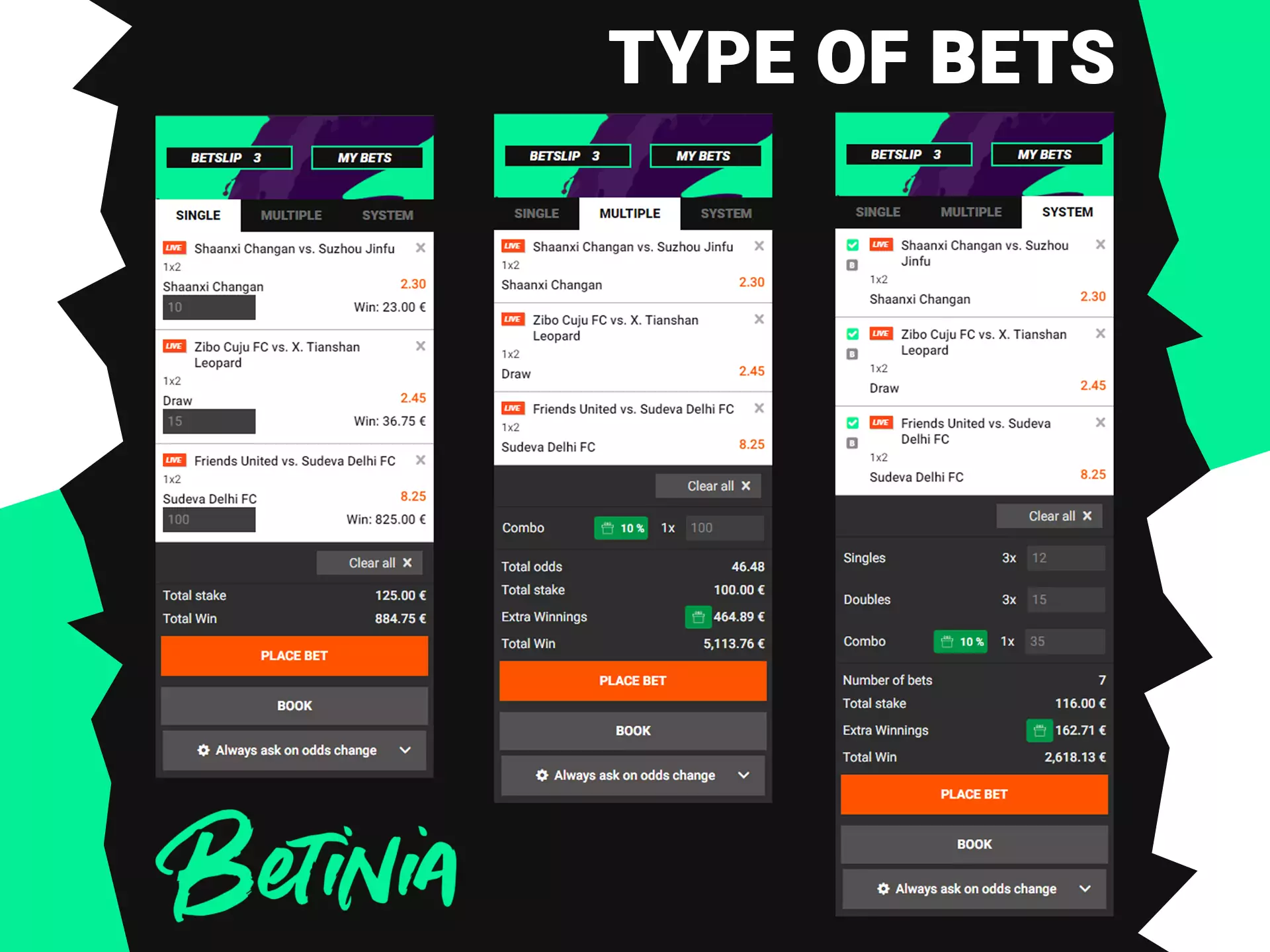 Bet how you like with Betinia app.