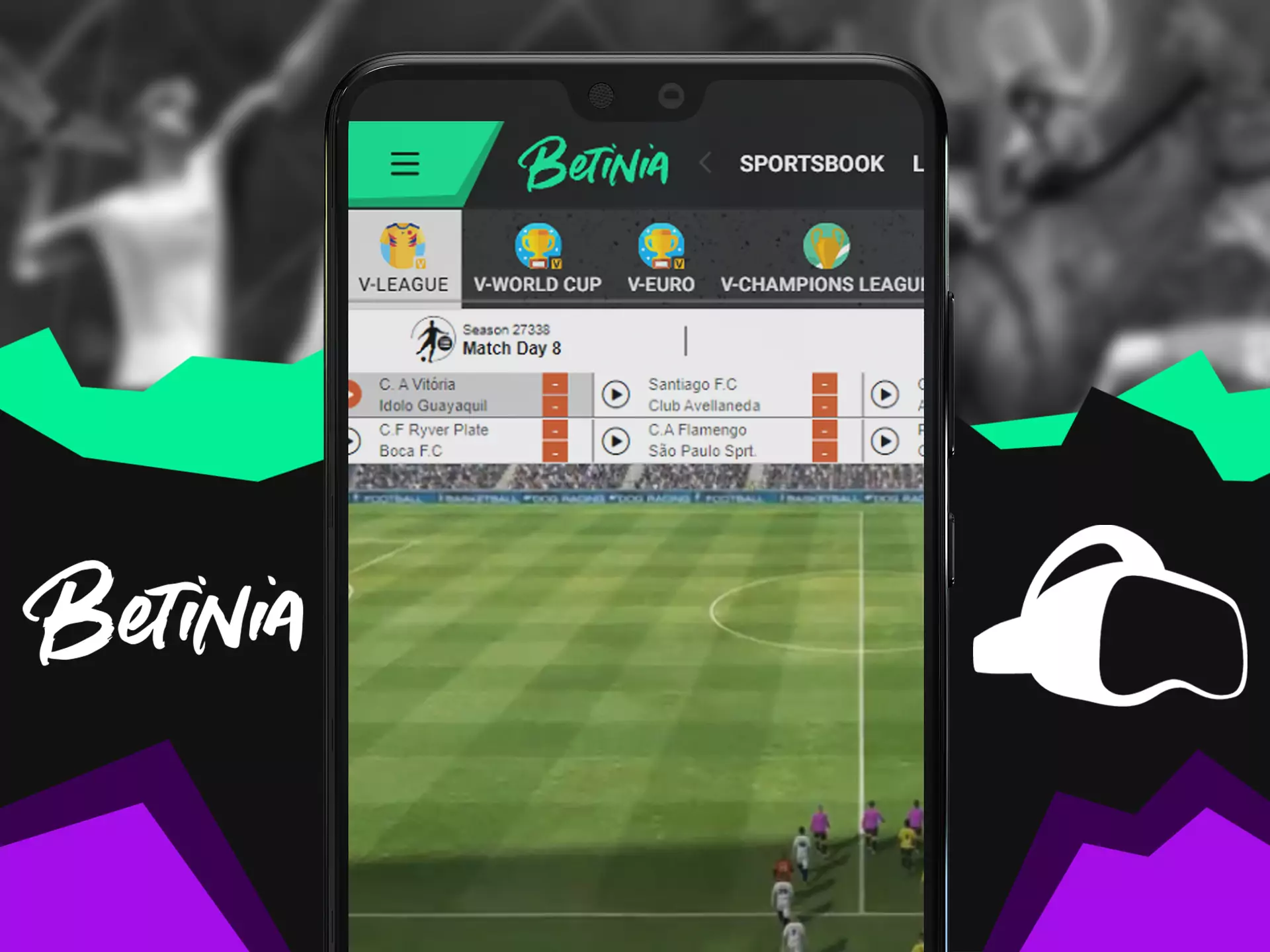 Choose your beloved virtual sport on Betinia app.