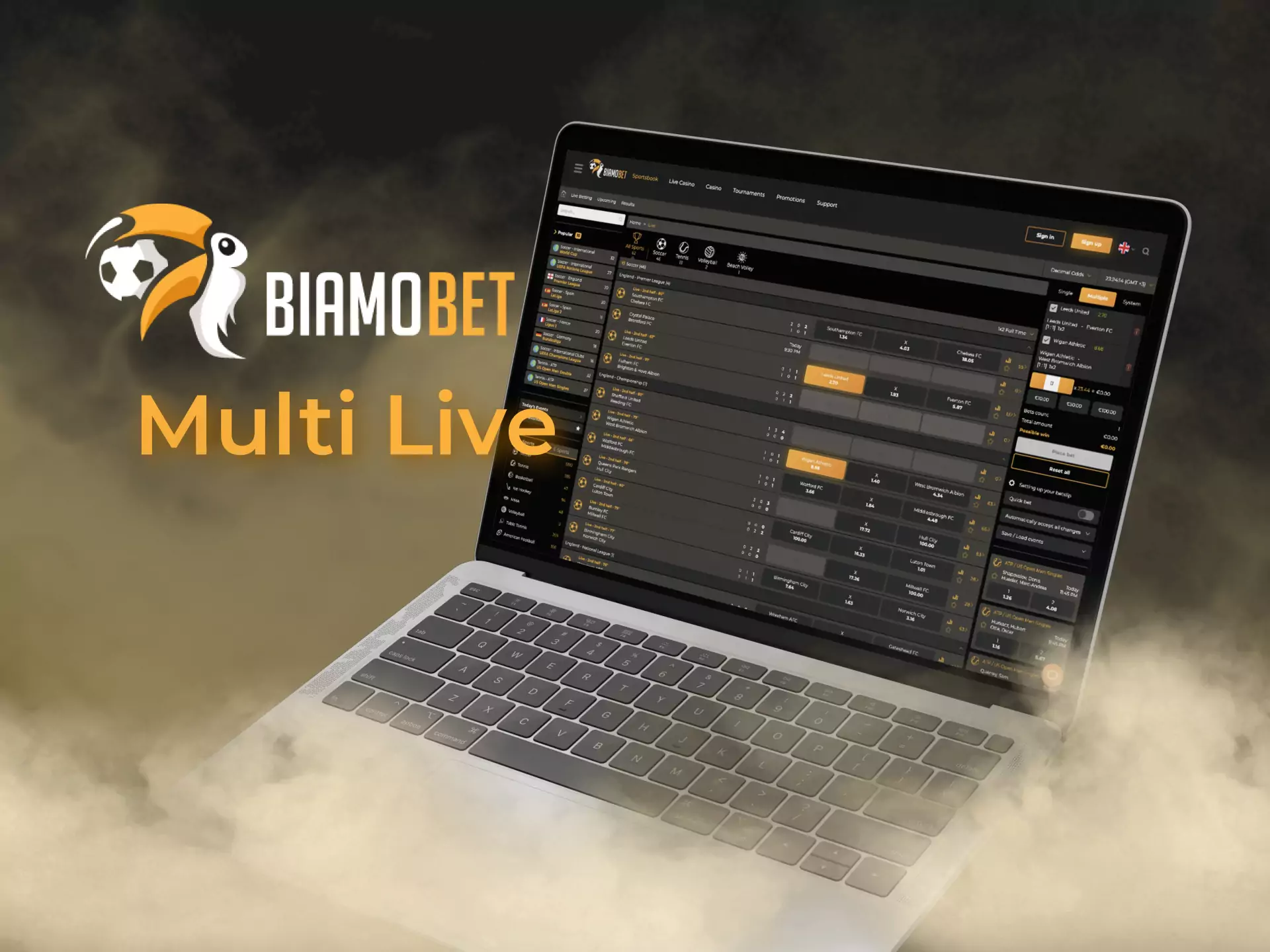 You can place multiple bets during live matches following them on Biamobet.