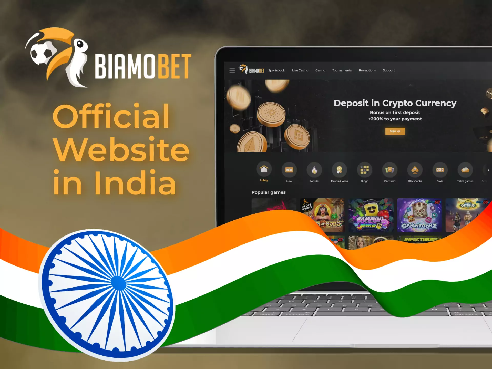 In India, you can use the official website of Biamobet for betting and playing casino games.