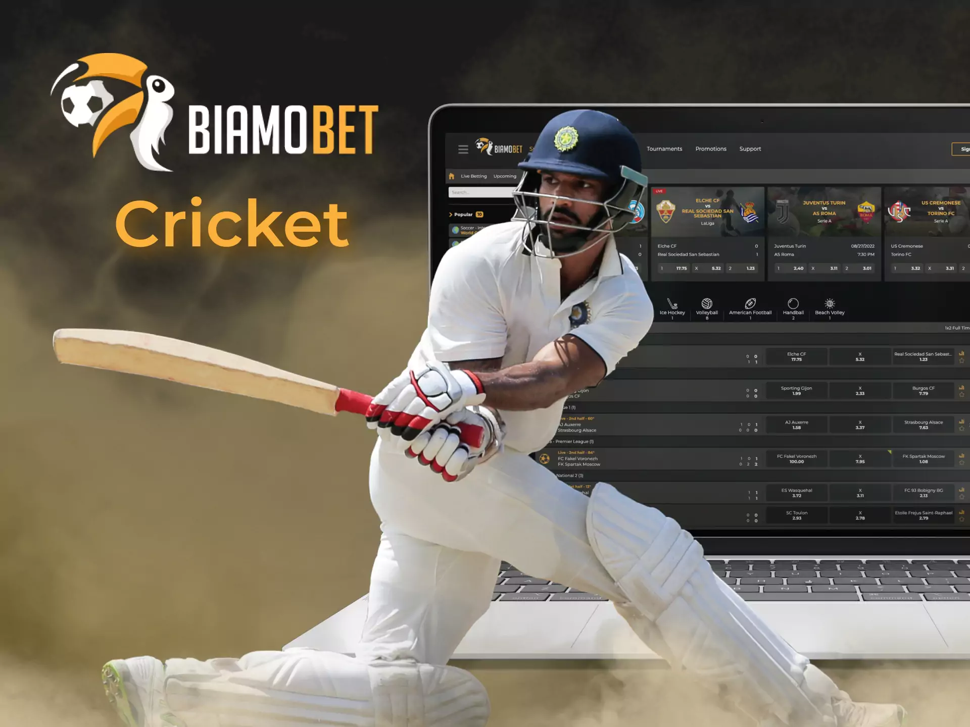 You can place a bet on cricket tournaments on Biamobet.