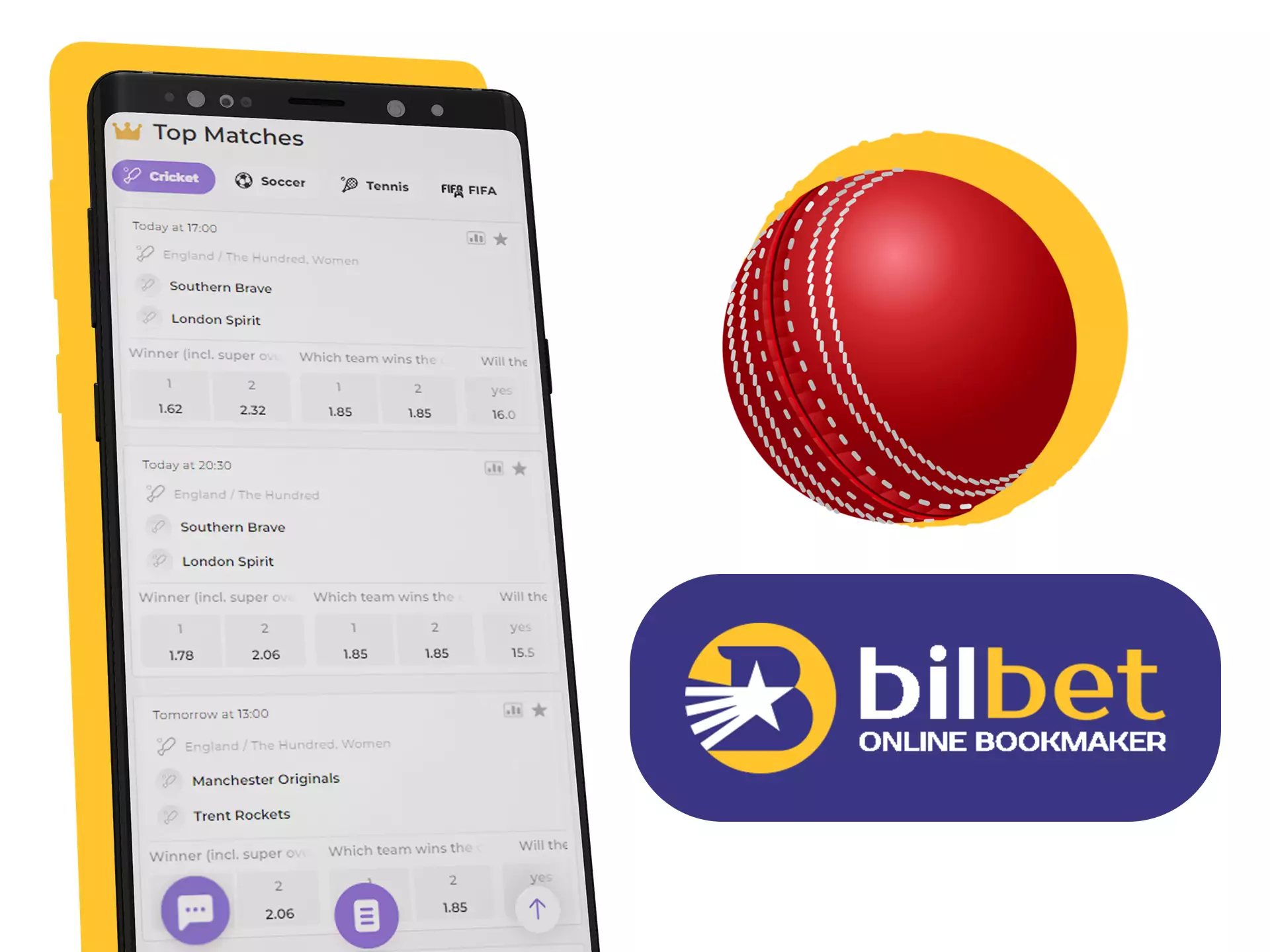 Bet on cricket matches at Bilbet.