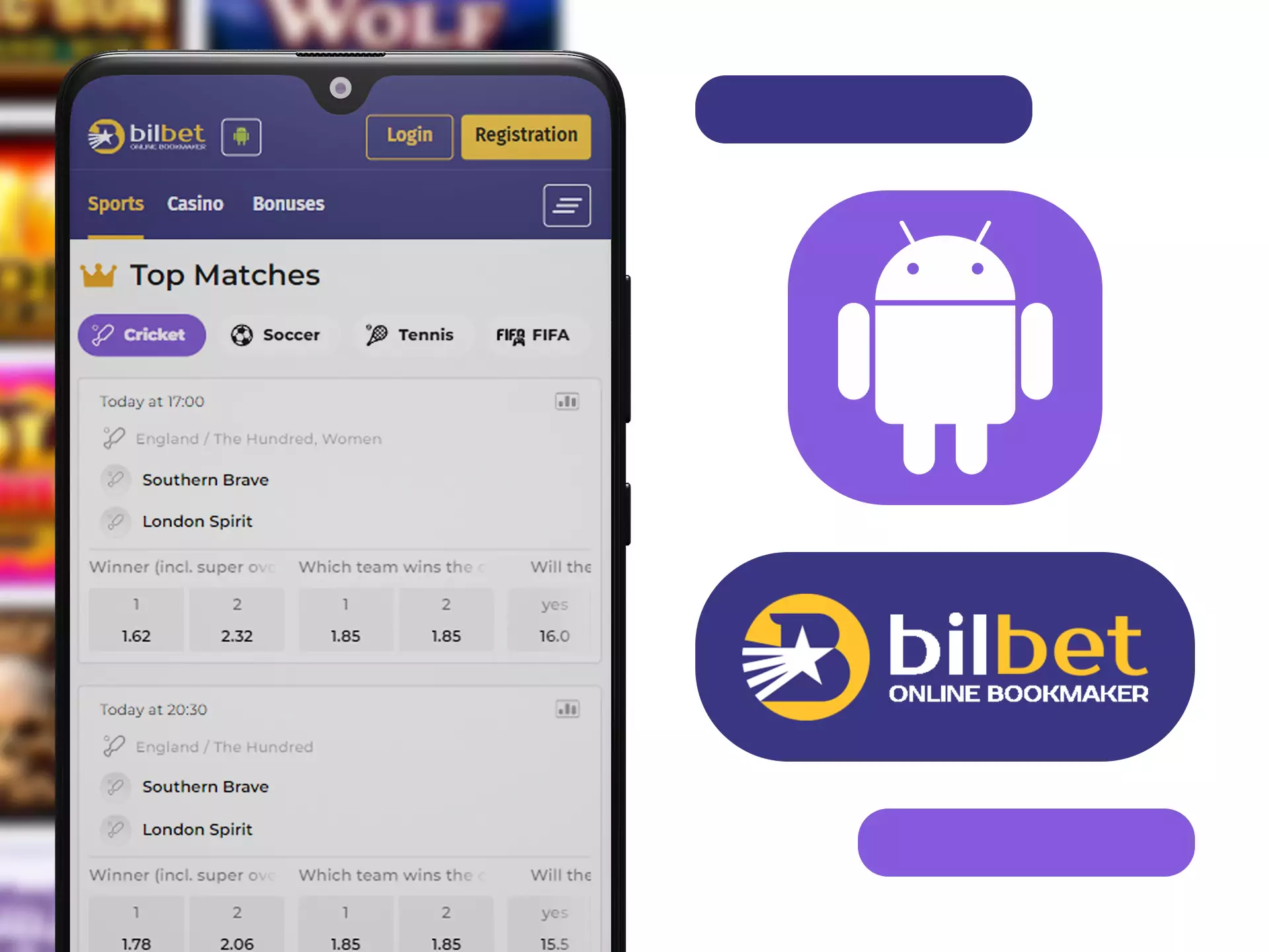 Install Bilbet app on your Android device.