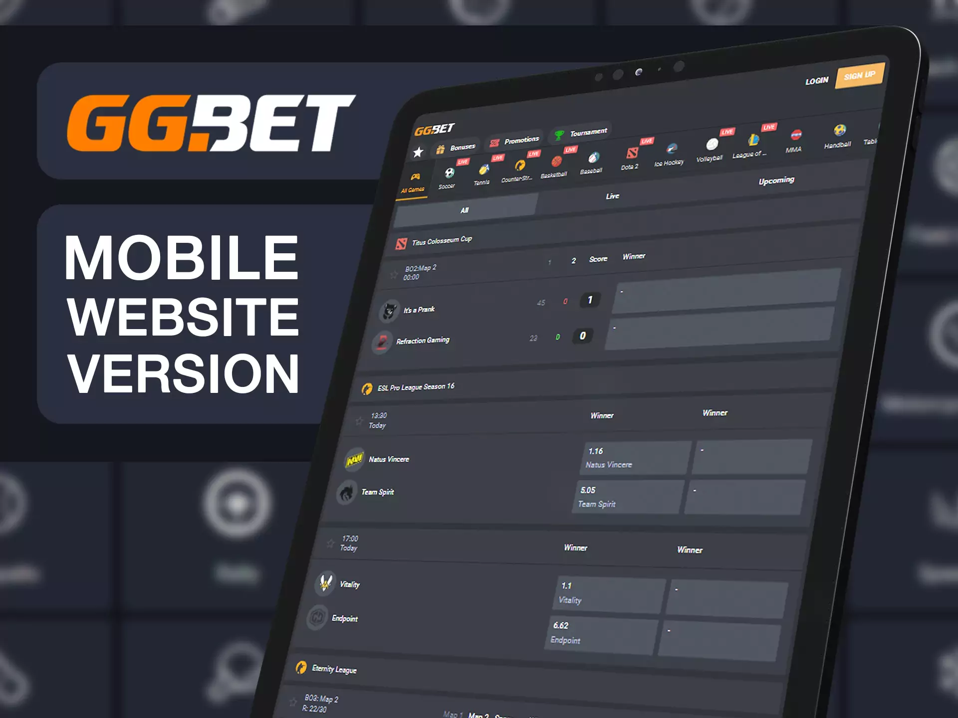 Use most convinient version of GGBet website.