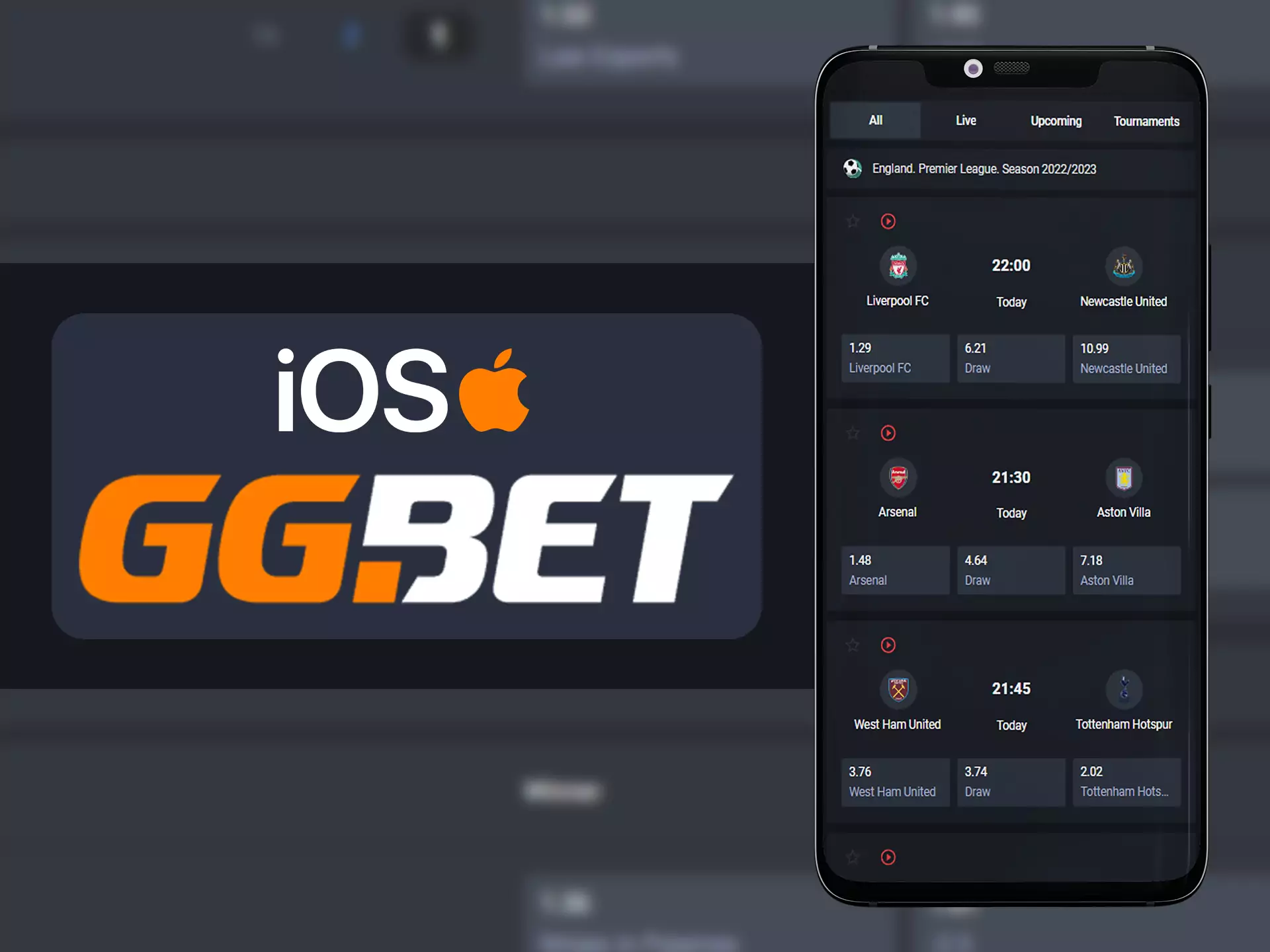 Download and install GGBet using iOS device.