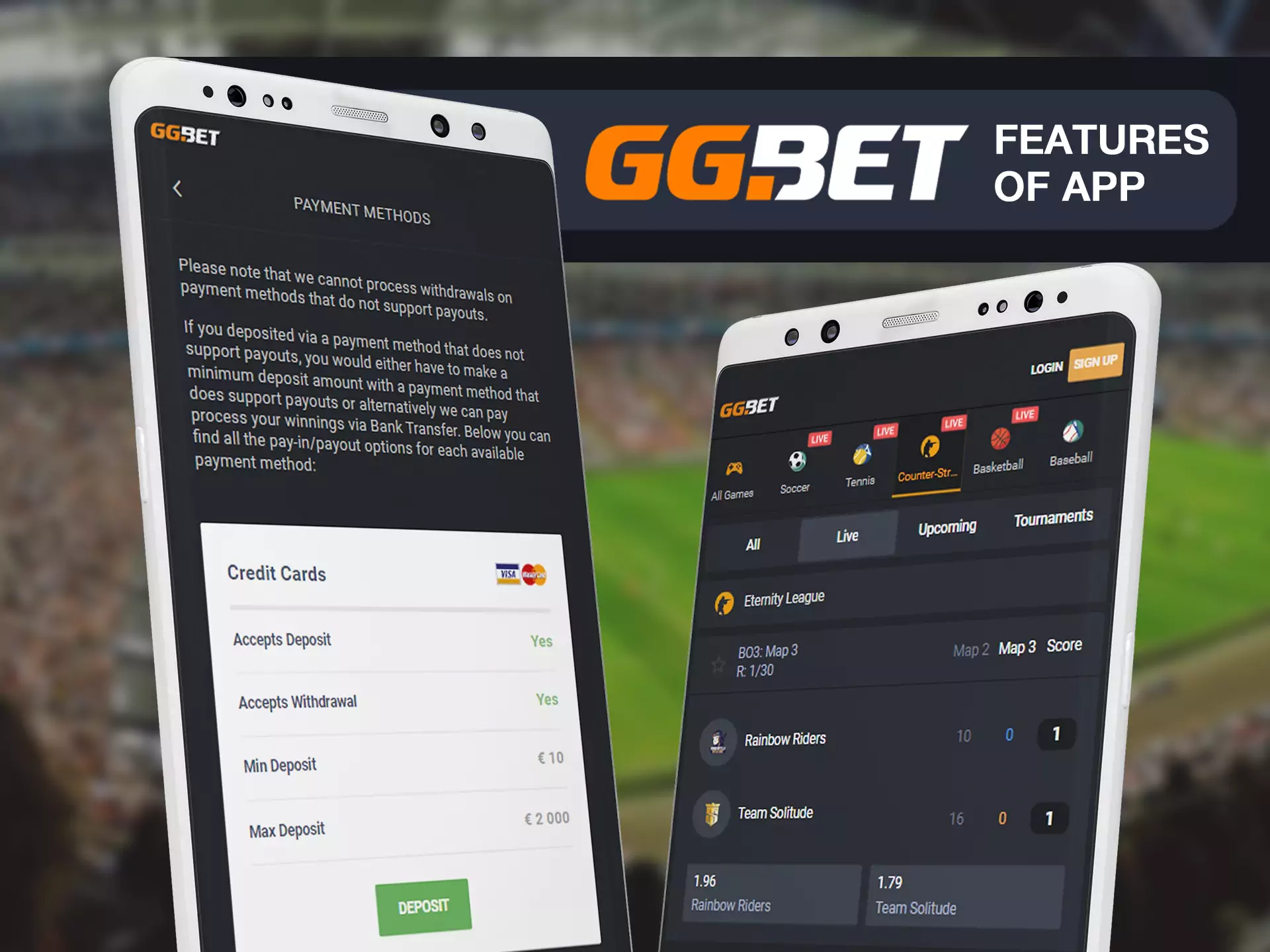 Use all of the great features of GGBet app.