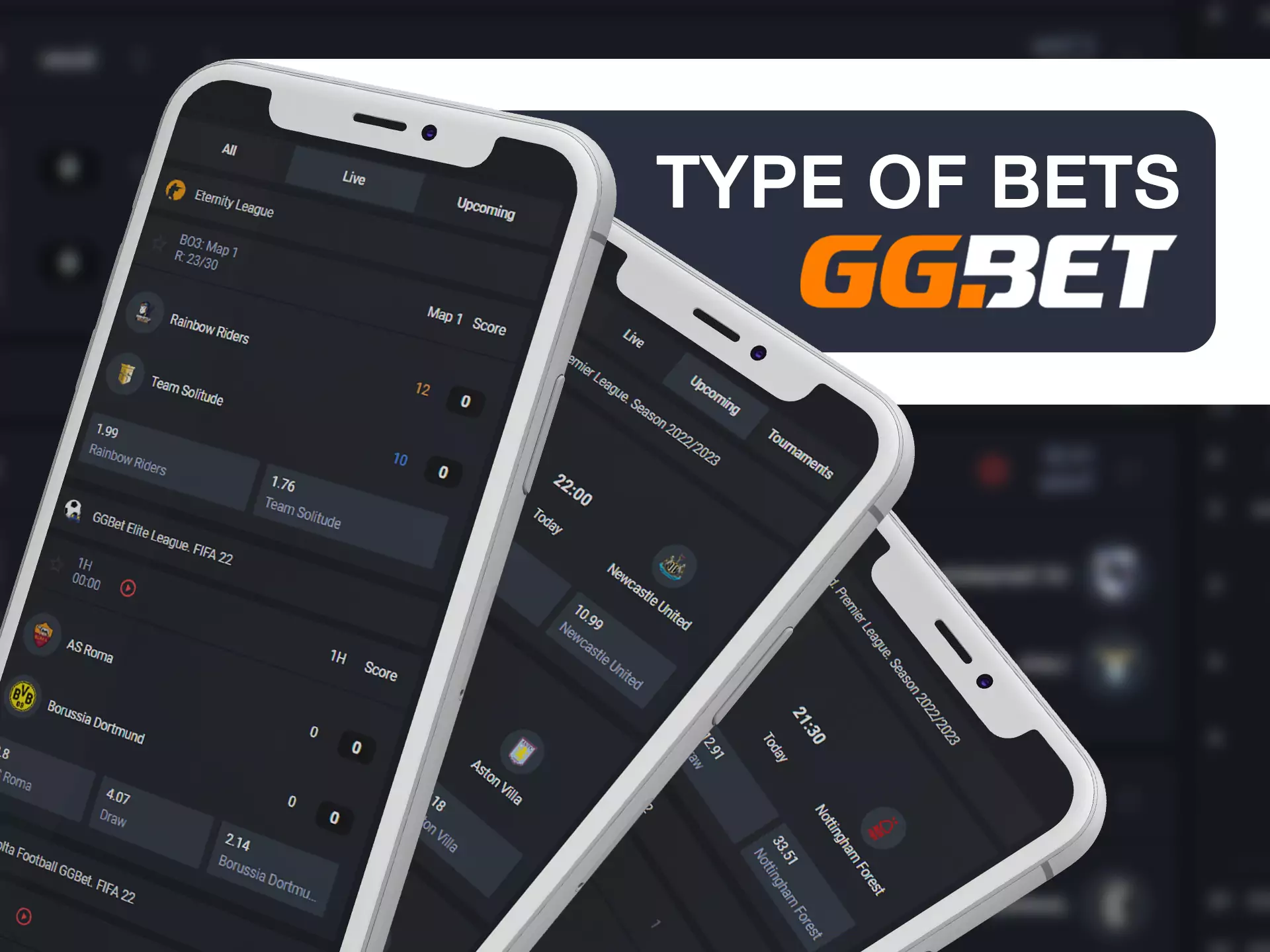 Choose your favourite type of betting at GGBet.