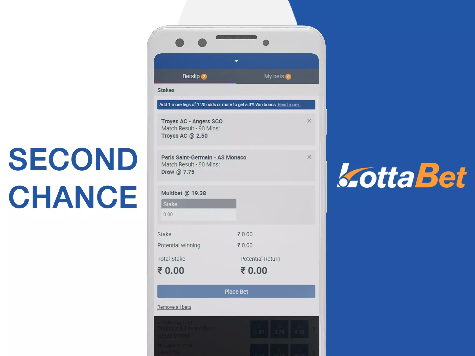 Get second chance for betting in LottaBet app.