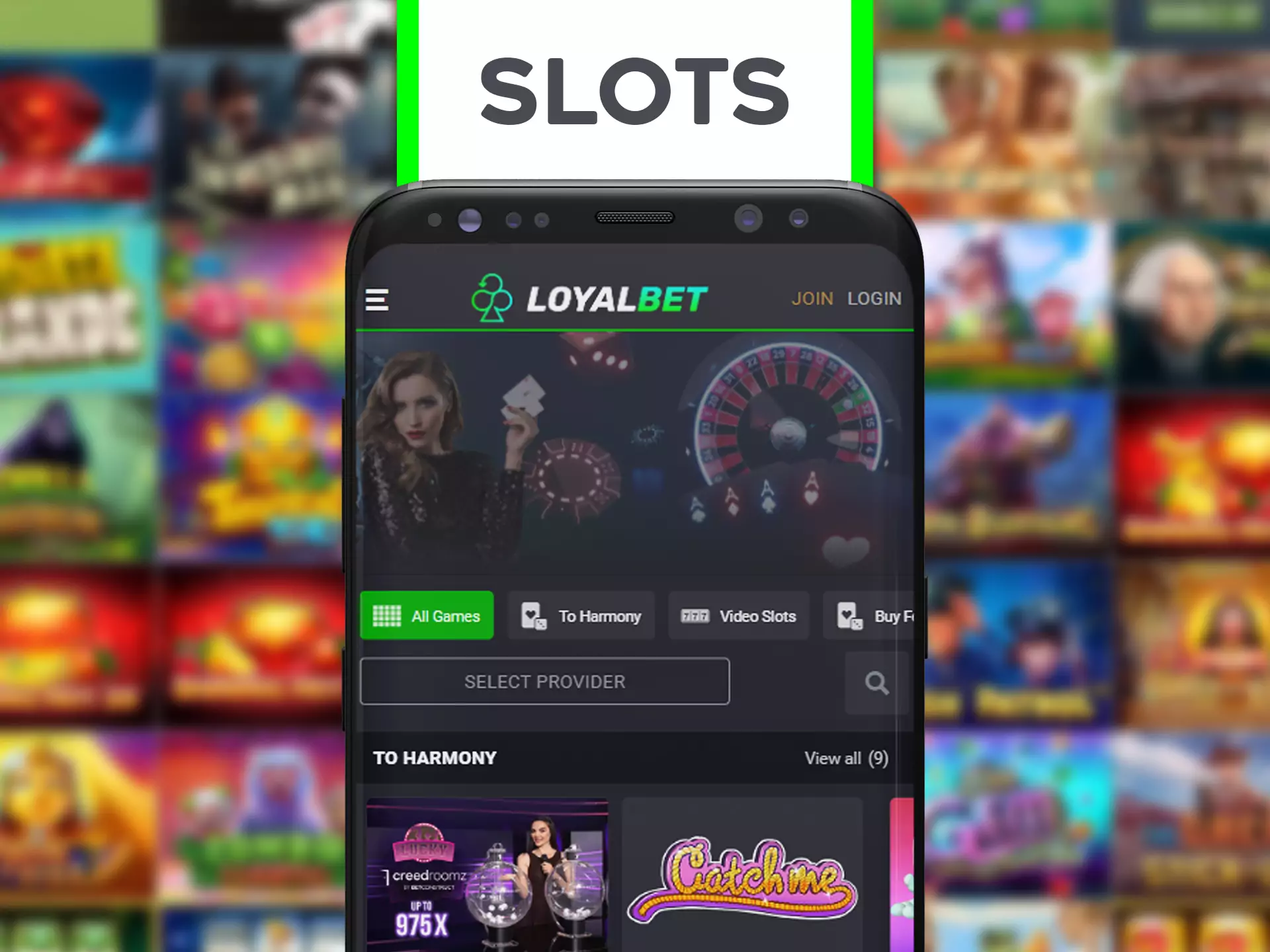 Spin slots using Loyalbet app.
