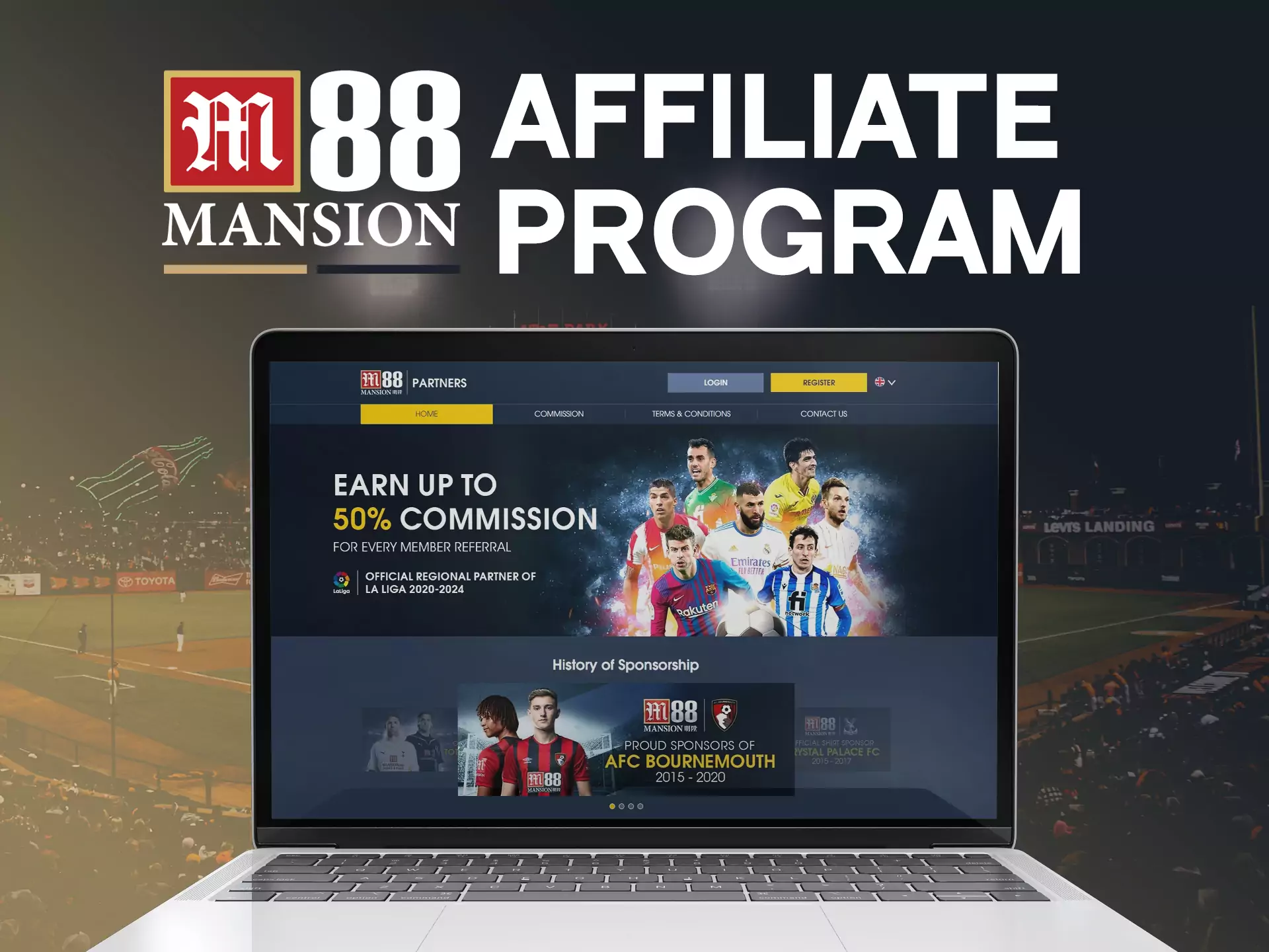 Registered users on M88 can join the affiliate program and increase their income.