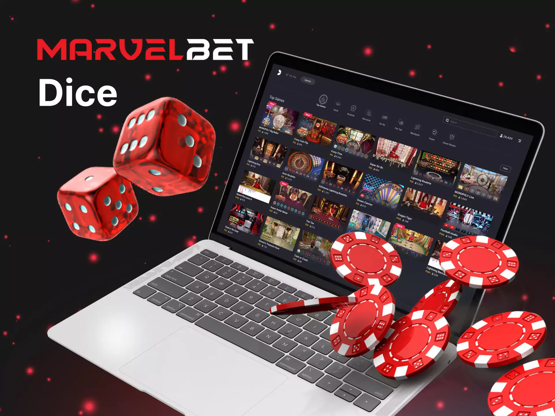 Check your luck in the Dice games of the Marvelbet Casino.
