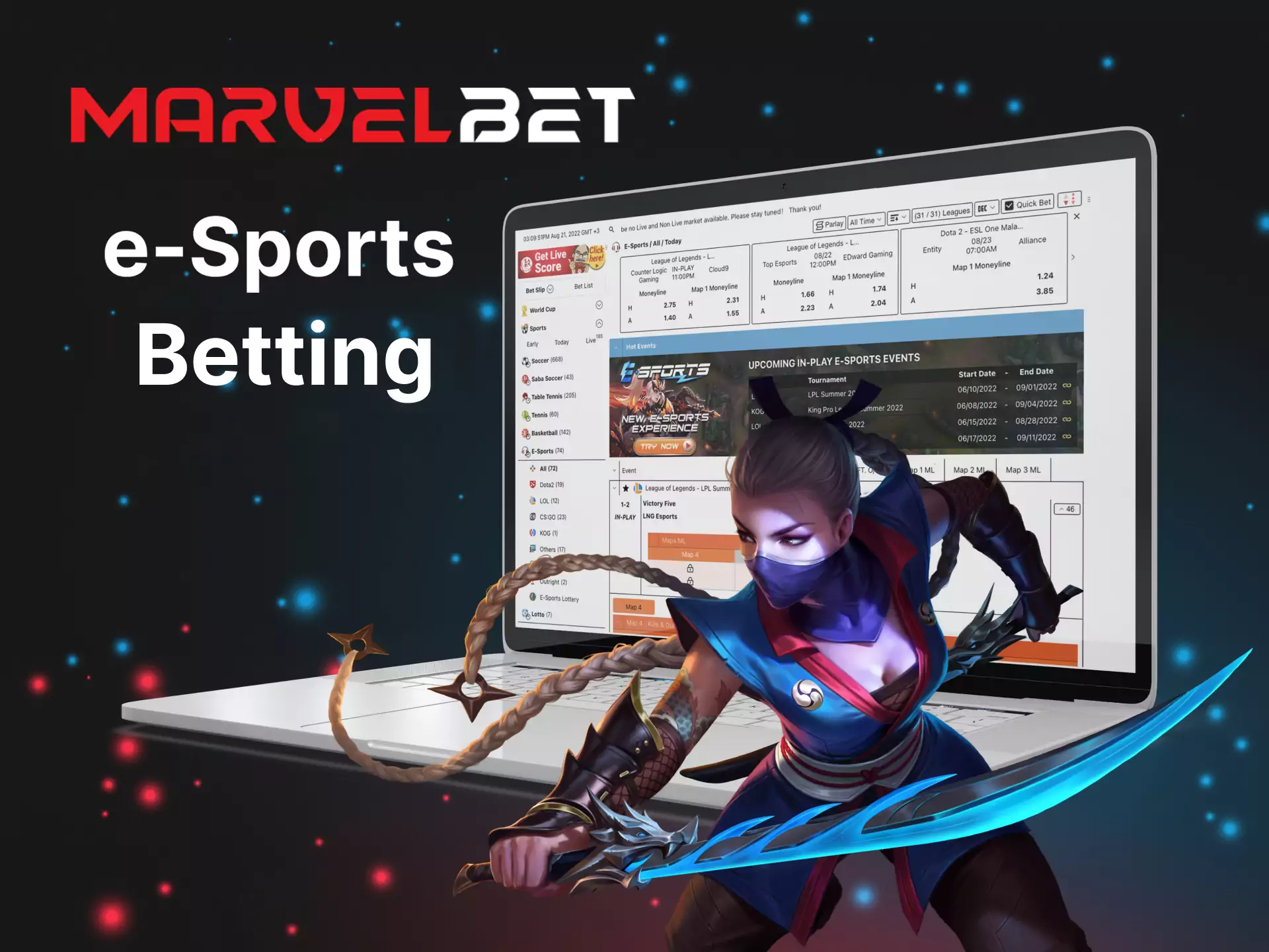 Betting on esports matches is rather popular among Indian users of Marvelbet.