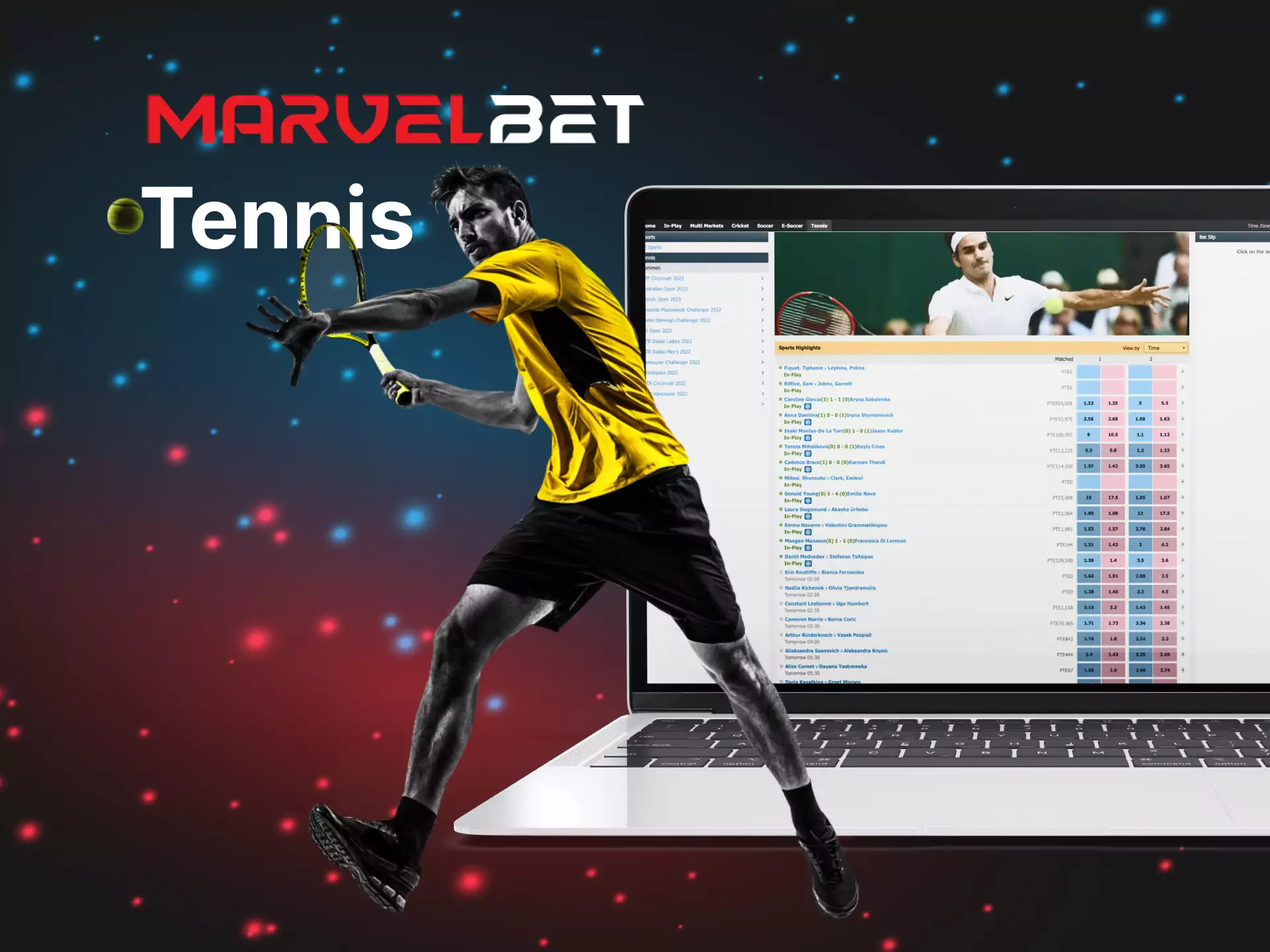 Tennis betting is available for Indian users of Marvelbet.