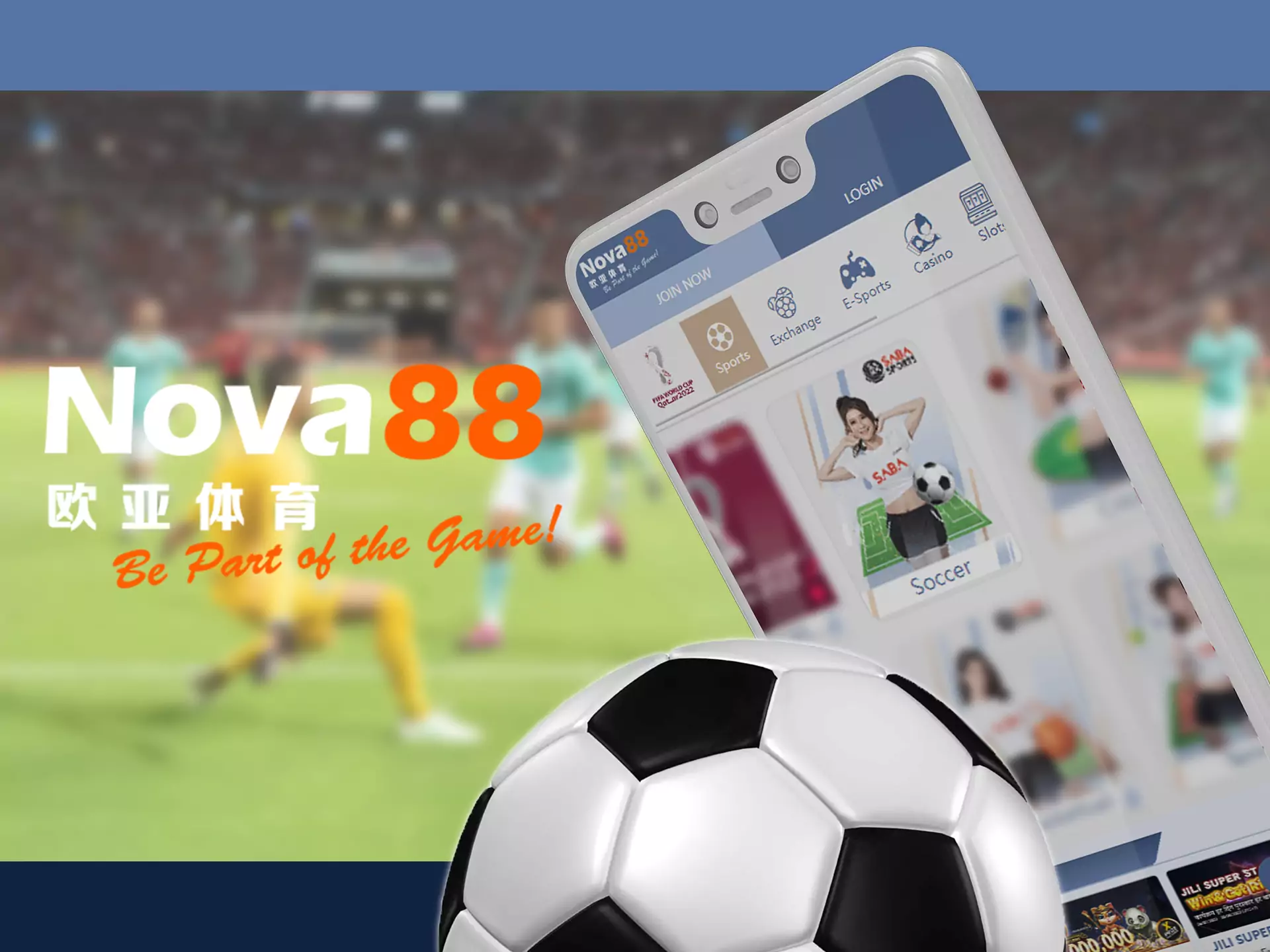 Bet on football matches in Nova88 app.