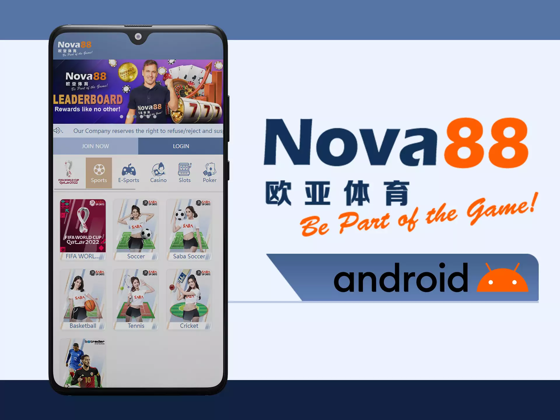 Download and install Nova88 app on all of your android devices.
