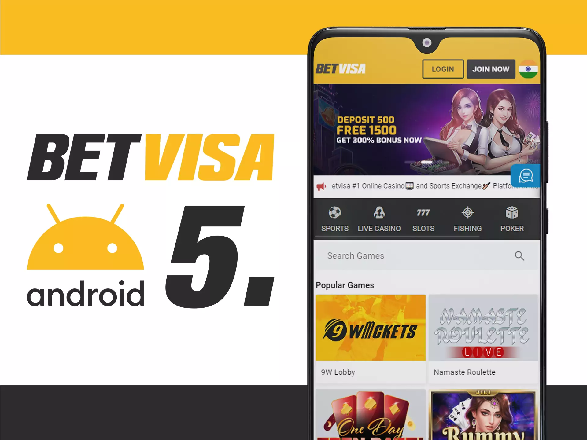 After successfully installing the Betvisa app on your Android device you can start betting.