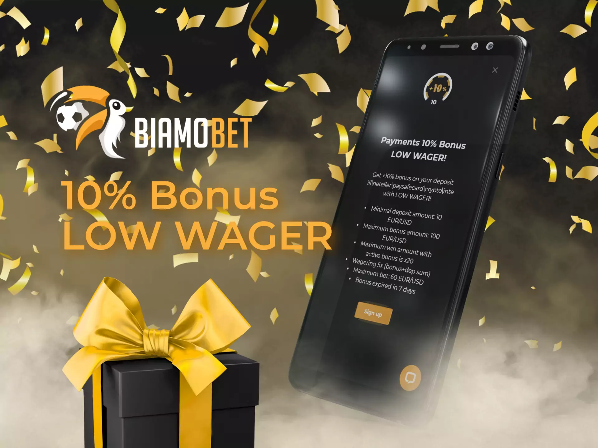 To get an additional bonus on your deposit, confirm participating in this Biamobet promotion.