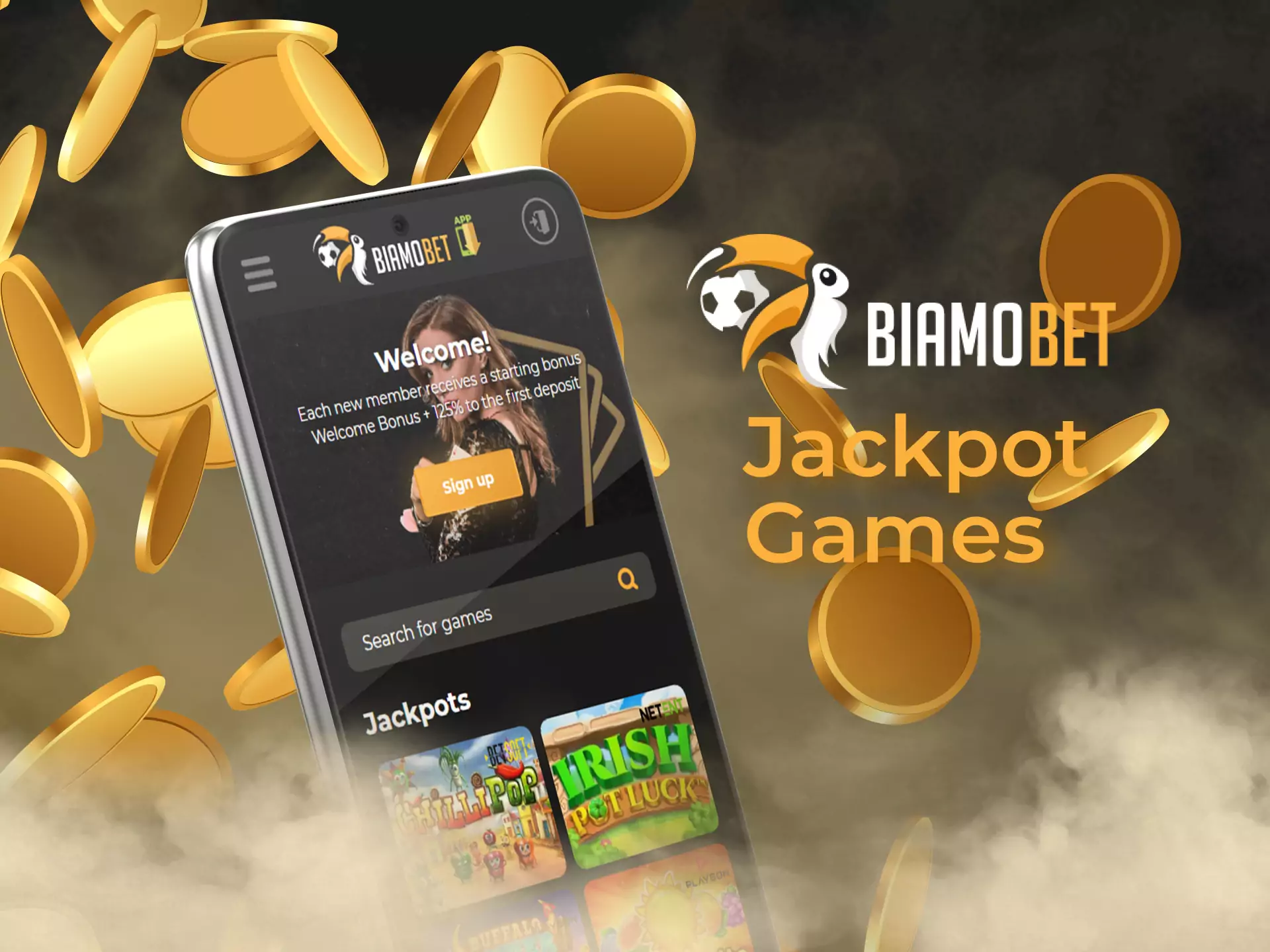 Try jackpot games and check your fortune in the Biamobet app.