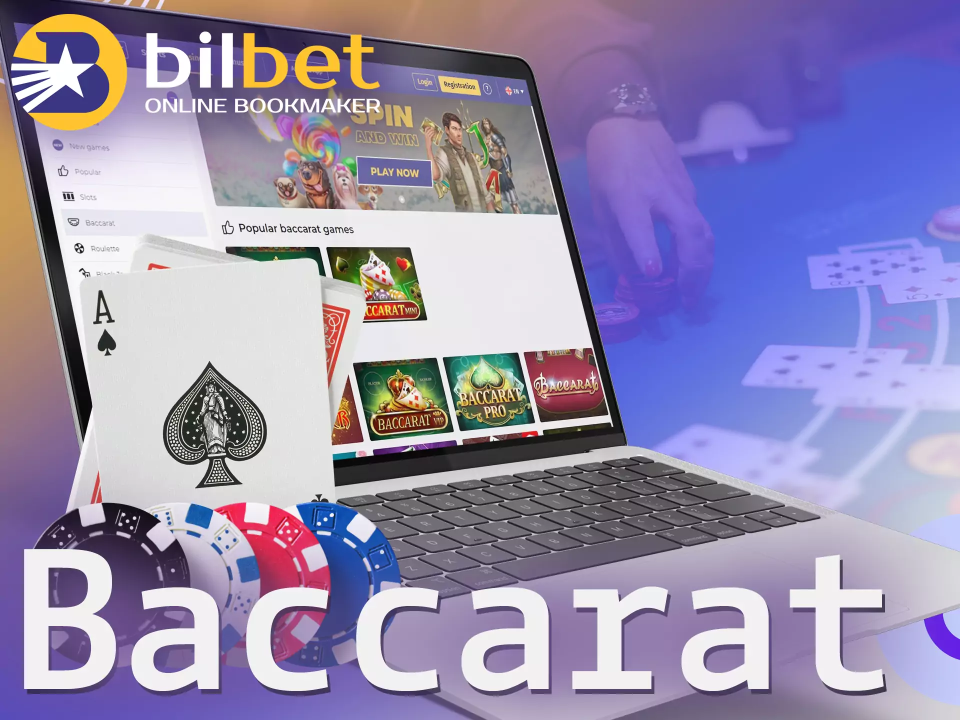 In the Bilbet Casino, you can play a baccarat.