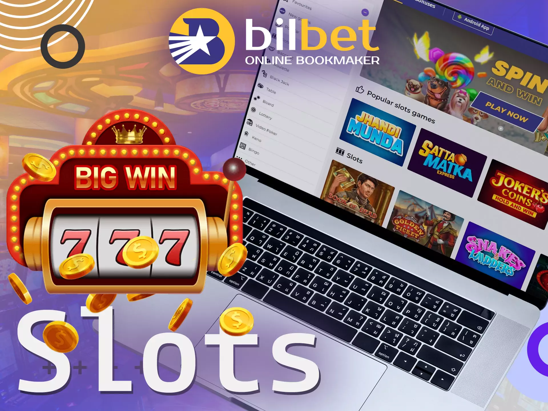 Slots games are popular on the Bilbet website.