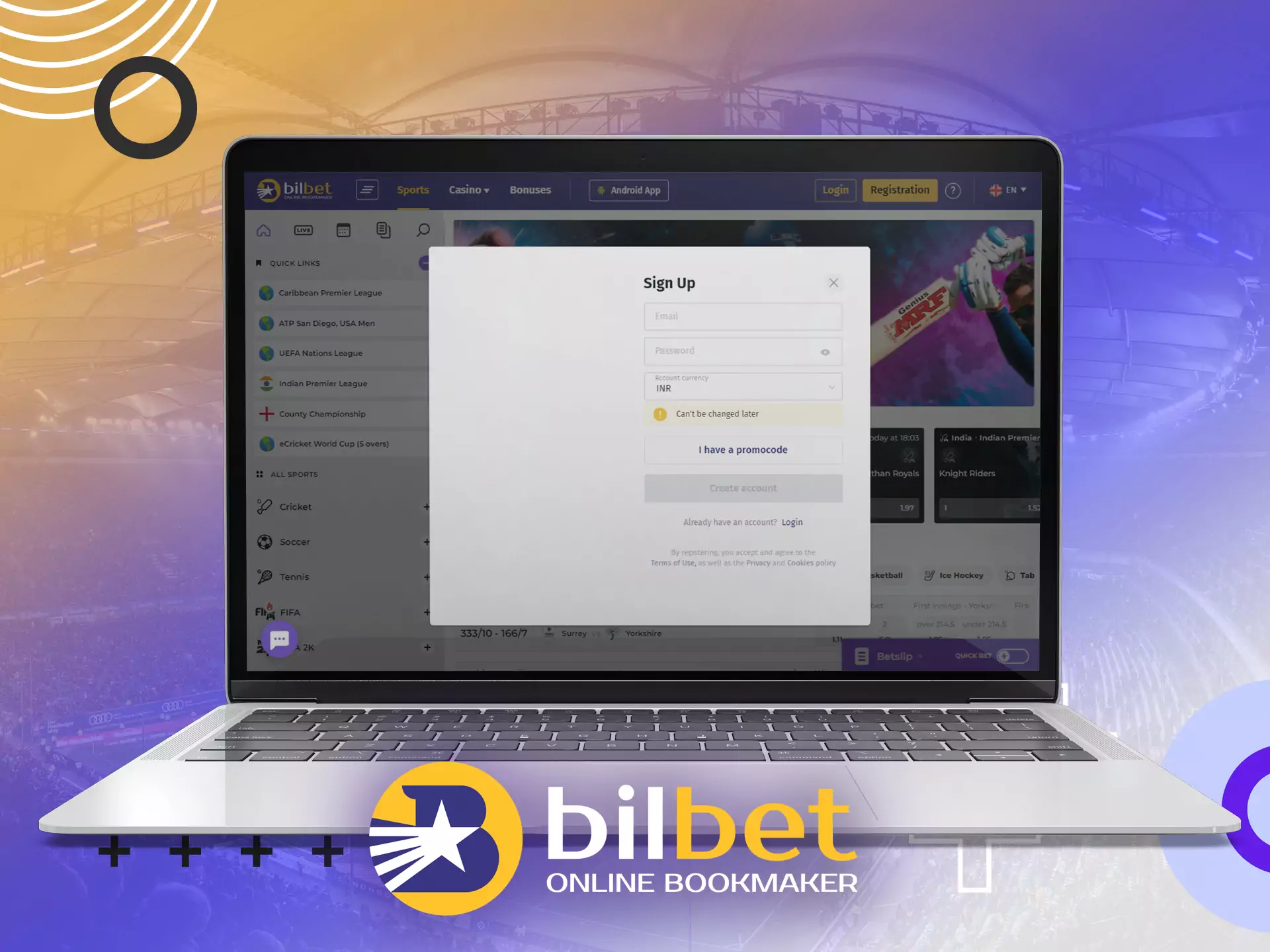 If you don't have a Bilbet account yet, register to start betting.