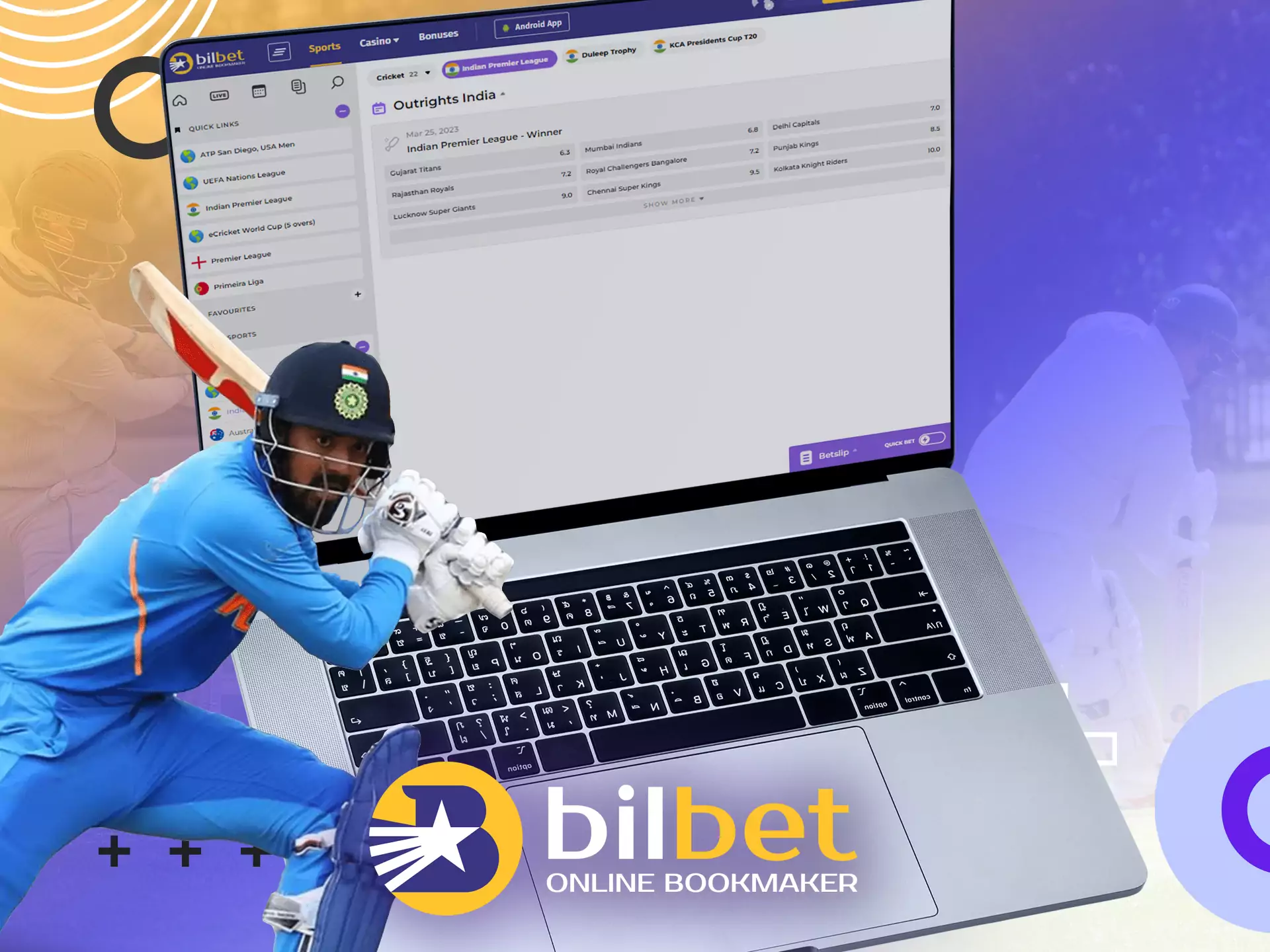 The vast majority of Indian users on Bilbet place bets on cricket.