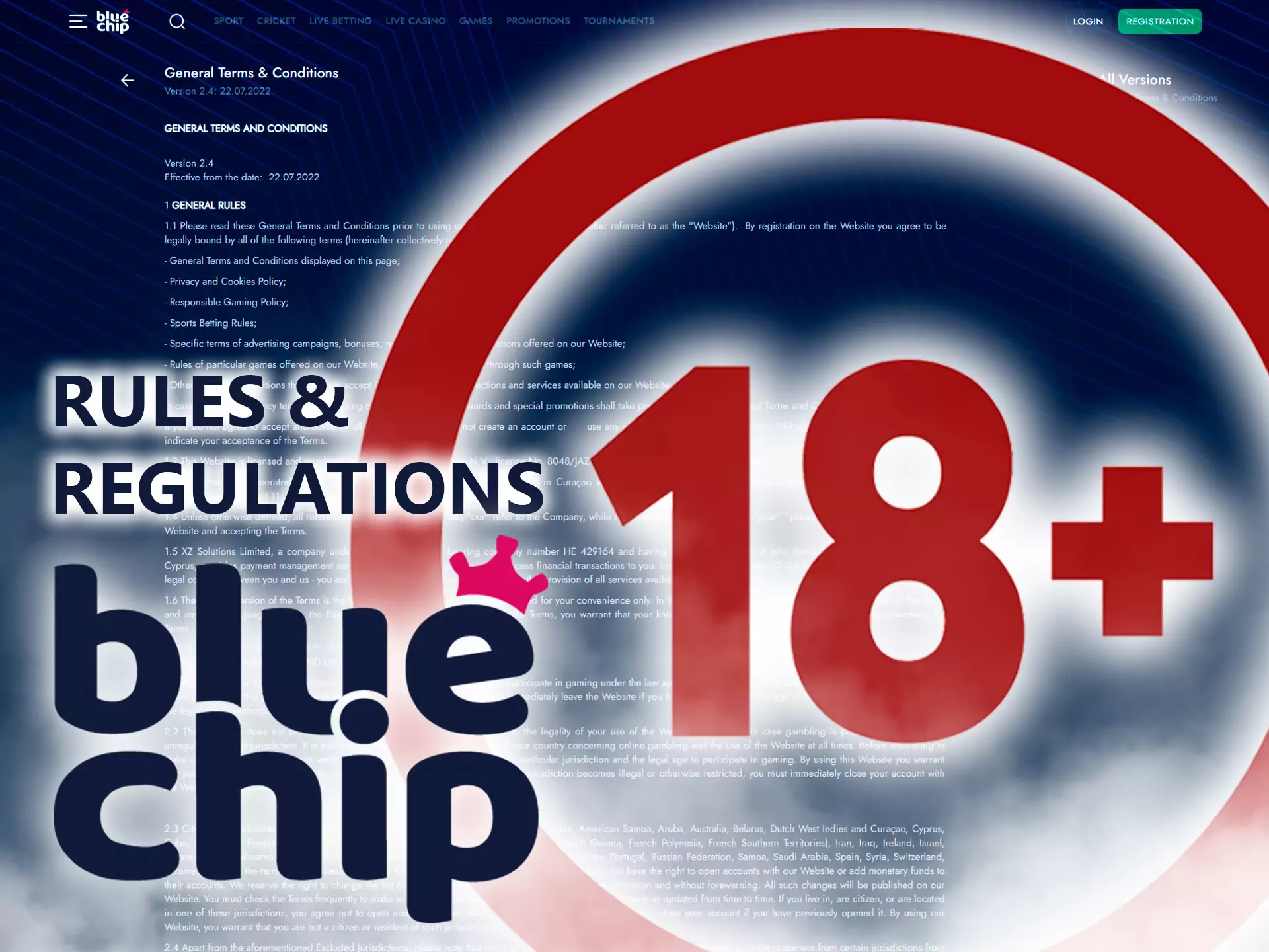 Pay attention to Bluechip's rules before you make a bet or start playing casino games.