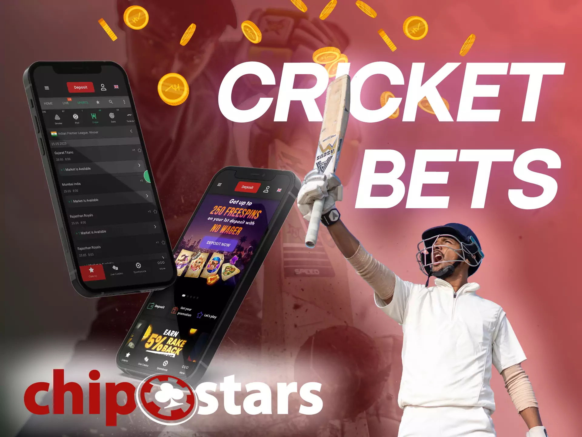 Cricket events are always at the top of Chipstars sportsbook.