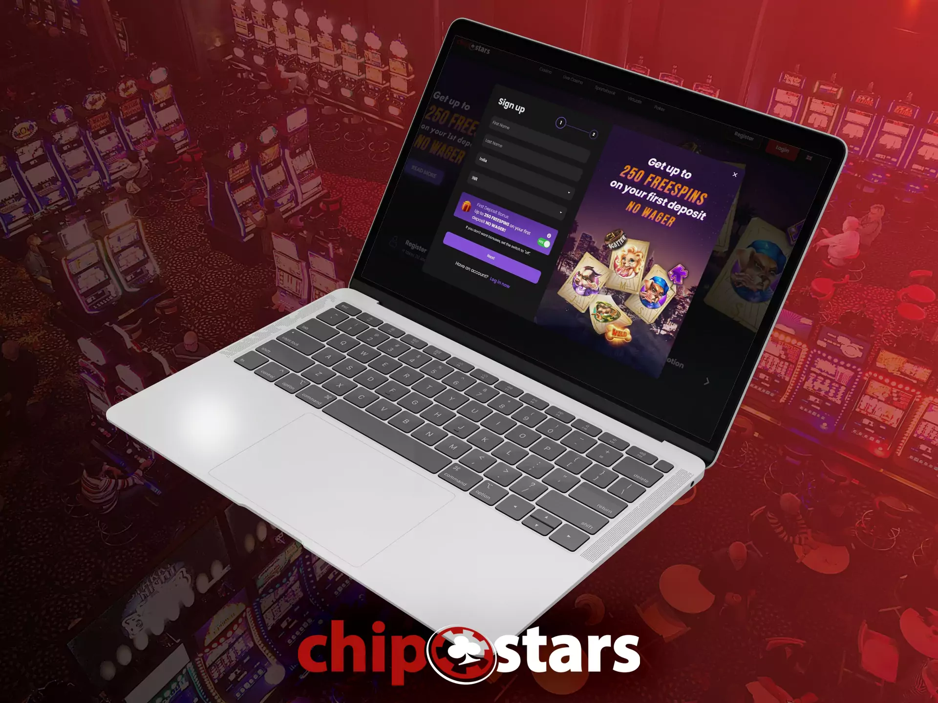 Create a username and a password and confirm registration on Chipstars.